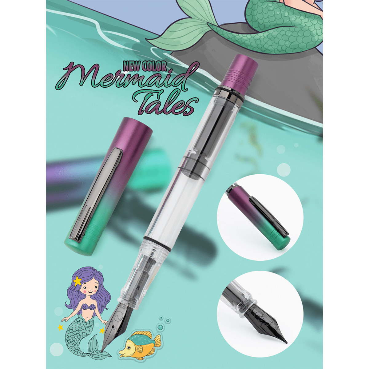 Monteverde MP1 Fountain Pen - Mermaid Tales Ocean Depths (Limited Edition of 1999 Worldwide) - Pen Boutique Ltd