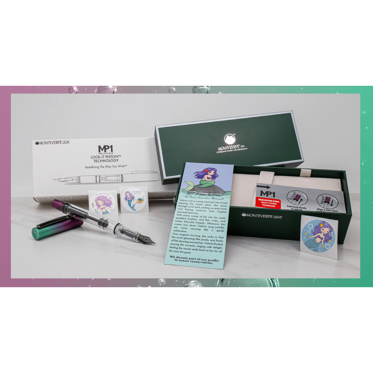Monteverde MP1 Fountain Pen - Mermaid Tales Ocean Depths (Limited Edition of 1999 Worldwide) - Pen Boutique Ltd