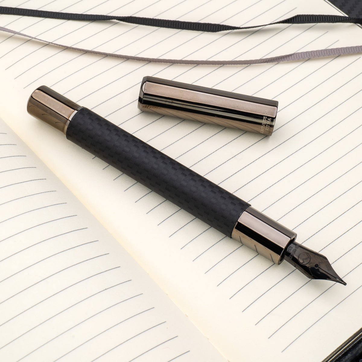 Monteverde Ritma Fountain Pen - Matte Carbon Fiber Notebook Set - Pen Boutique Ltd