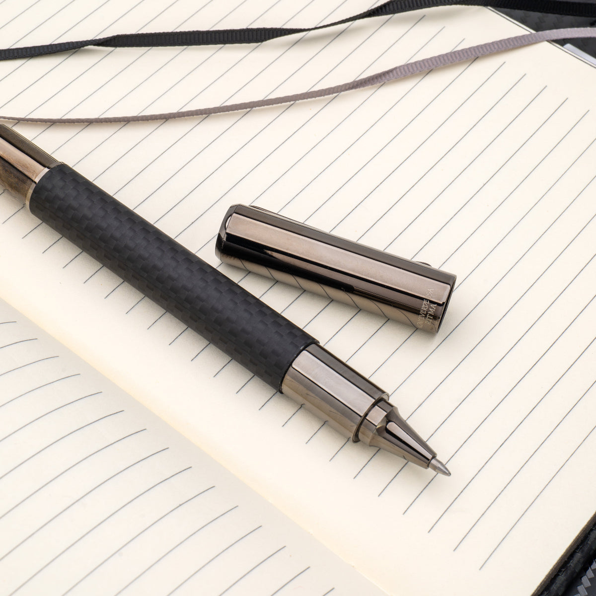 Monteverde Ritma Rollerball Pen - Matte Carbon Fiber Notebook Set