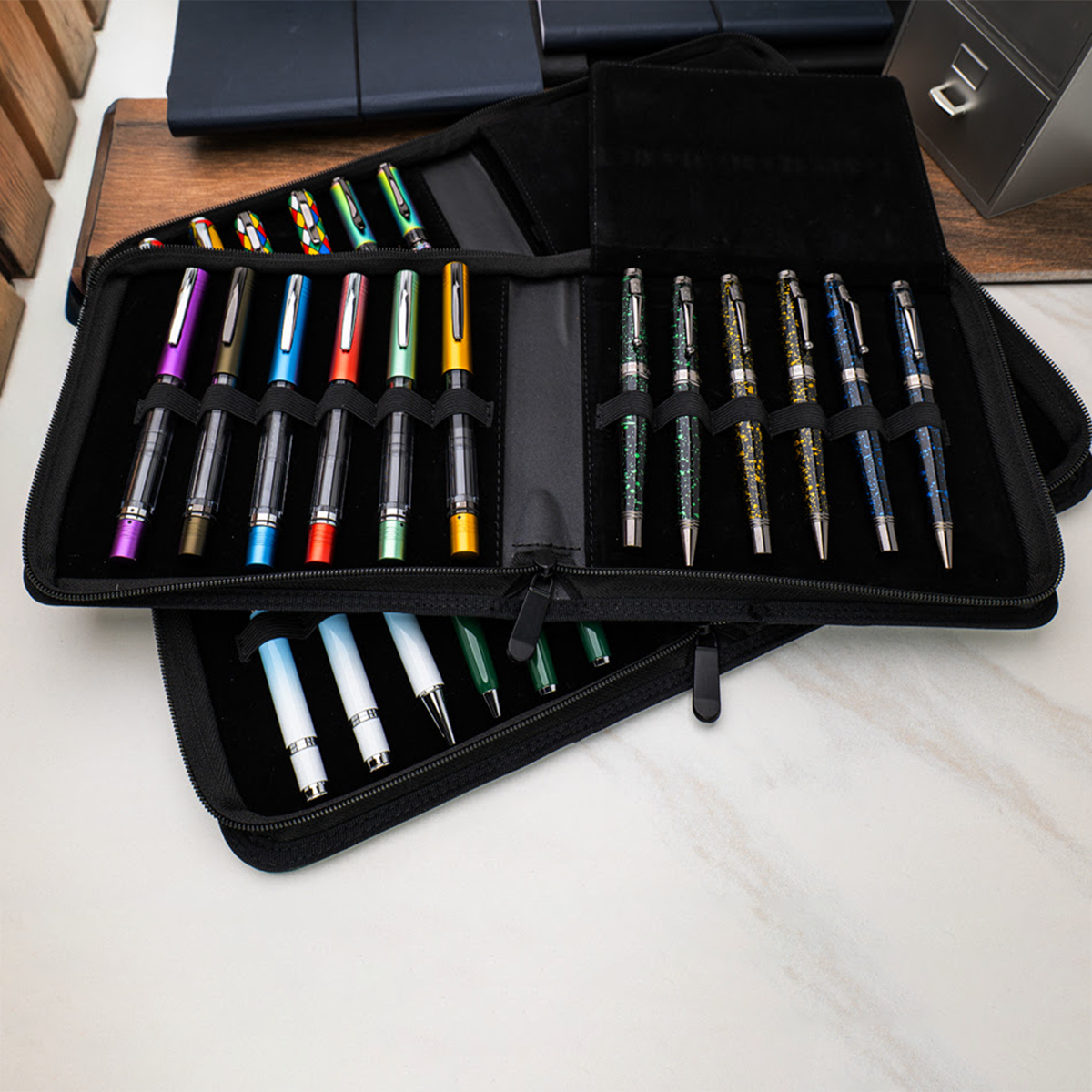 Monteverde Zipper 12 Pen Case - Green-Pen Boutique Ltd