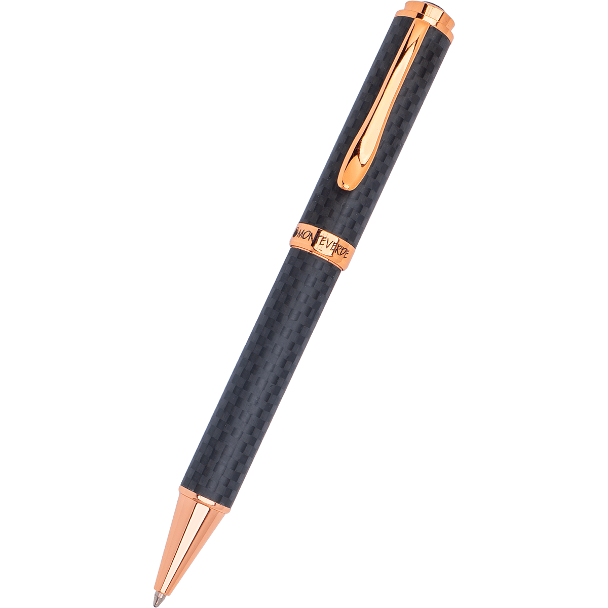 Monteverde Innova Ballpoint Pen - Matte Carbon Fiber - Rose Gold Trim - Pen Boutique Ltd