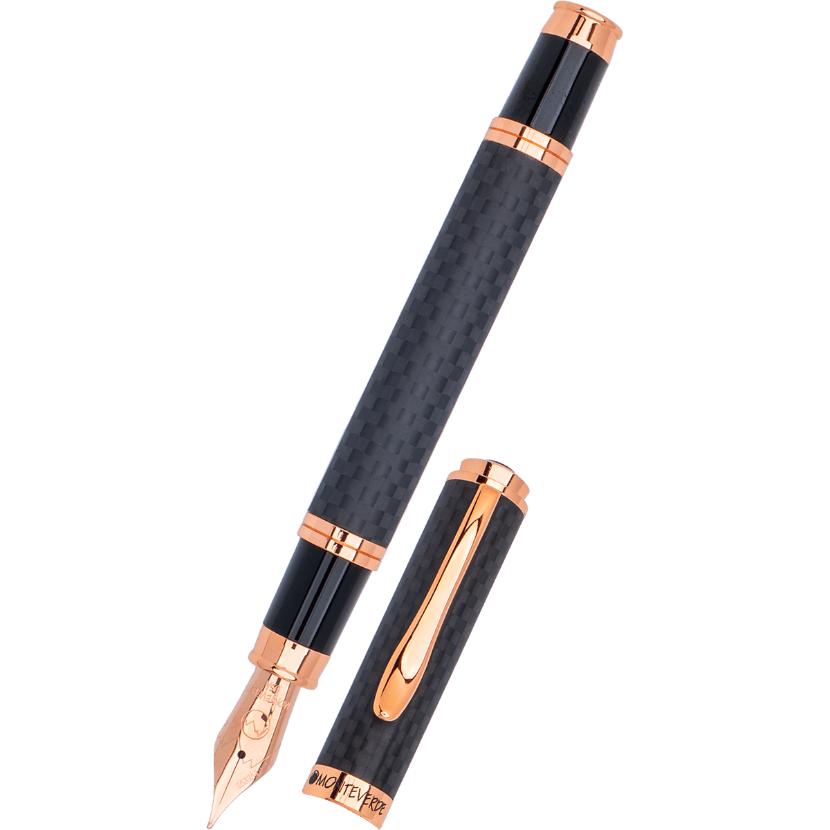 Monteverde Innova Fountain Pen - Matte Carbon Fiber - Rose Gold Trim - Pen Boutique Ltd