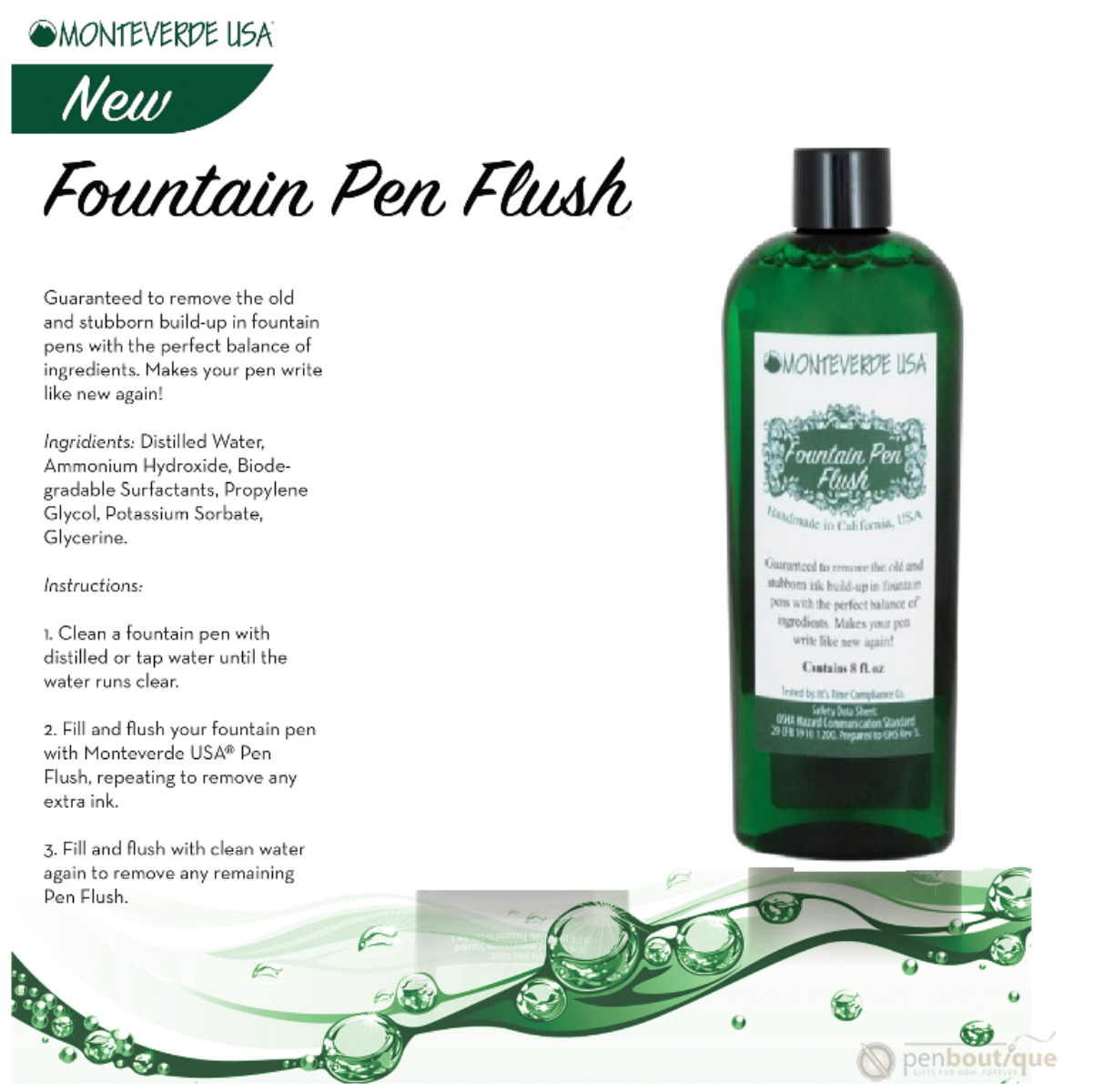 Monteverde Fountain Pen Flush 8oz bottle-Pen Boutique Ltd