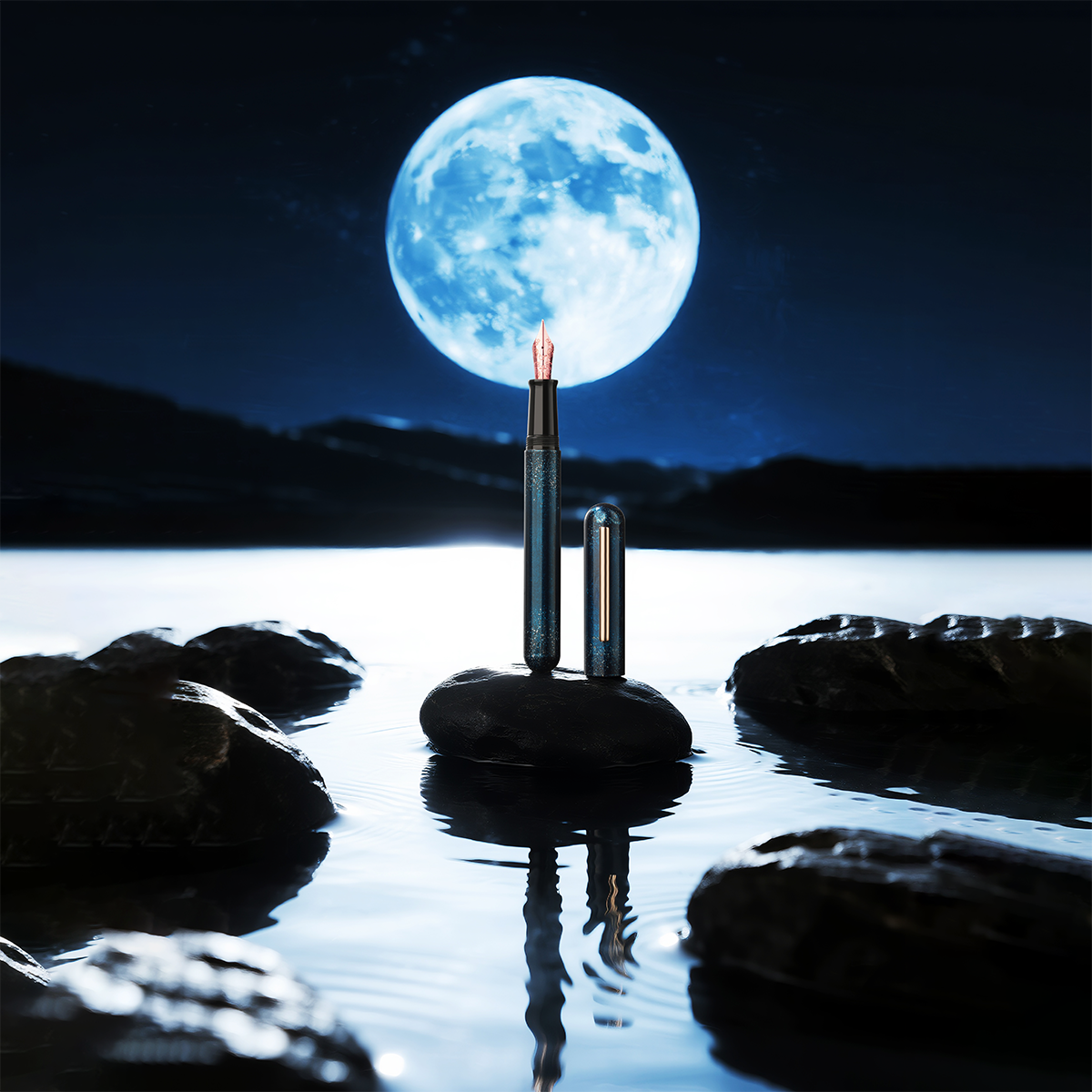 Nahvalur Ikkaku Fountain Pen - Blue Moon – 14K Gold Nib-Pen Boutique Ltd