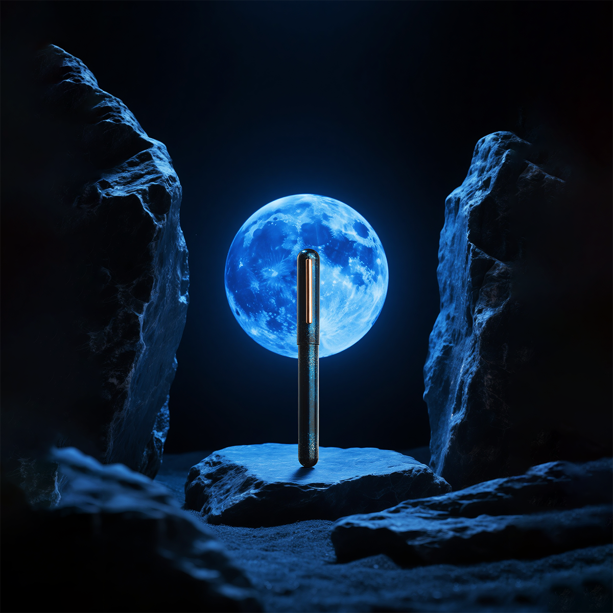 Nahvalur Ikkaku Fountain Pen - Blue Moon – 14K Gold Nib-Pen Boutique Ltd