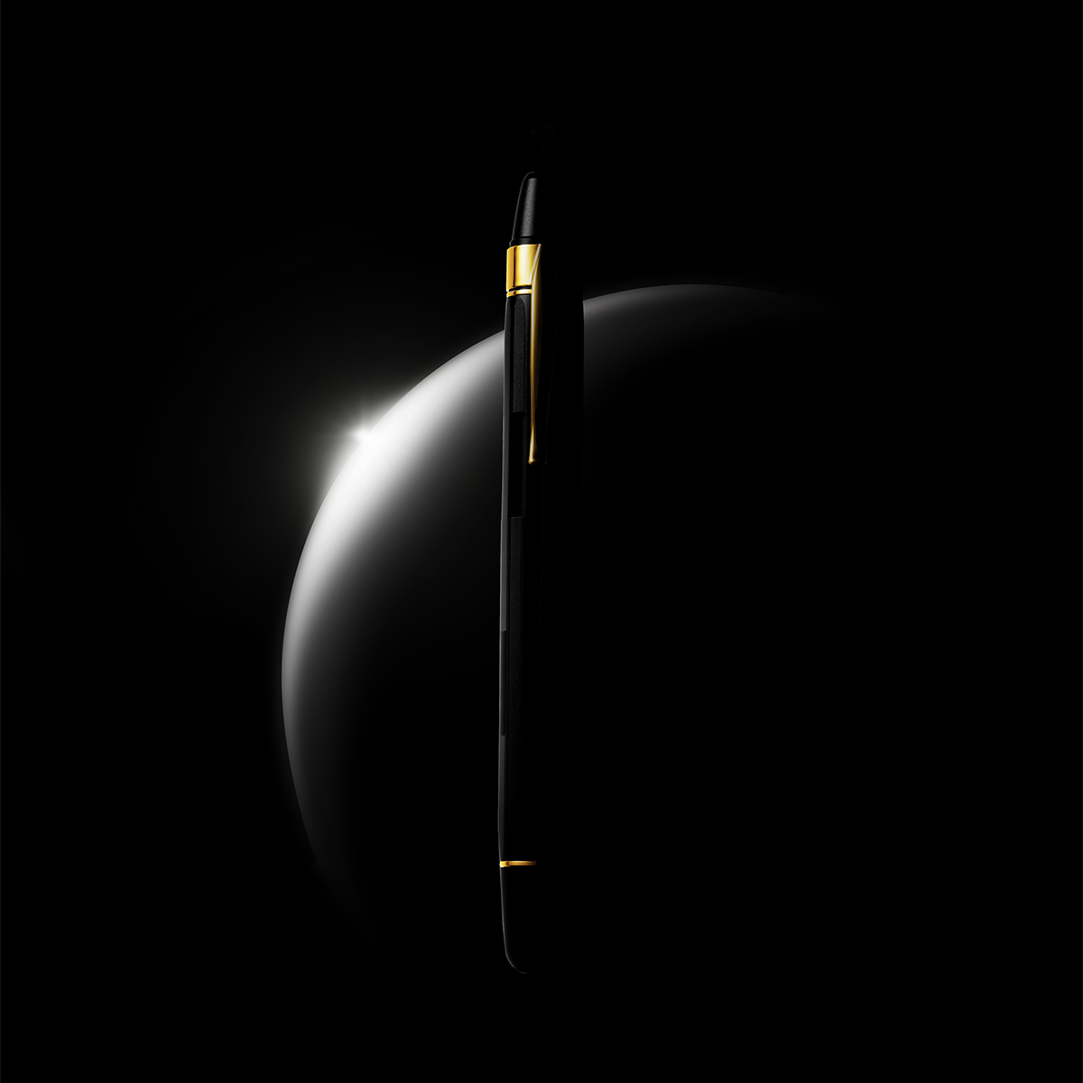 Nahvalur Eclipse Fountain Pen - Black - Gold Trim-Pen Boutique Ltd