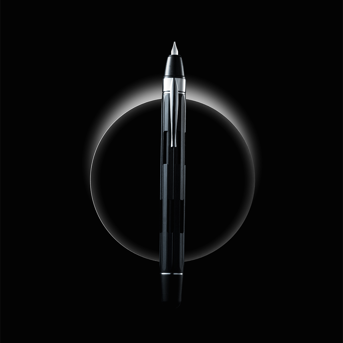 Nahvalur Eclipse Fountain Pen - Black - Silver Trim-Pen Boutique Ltd