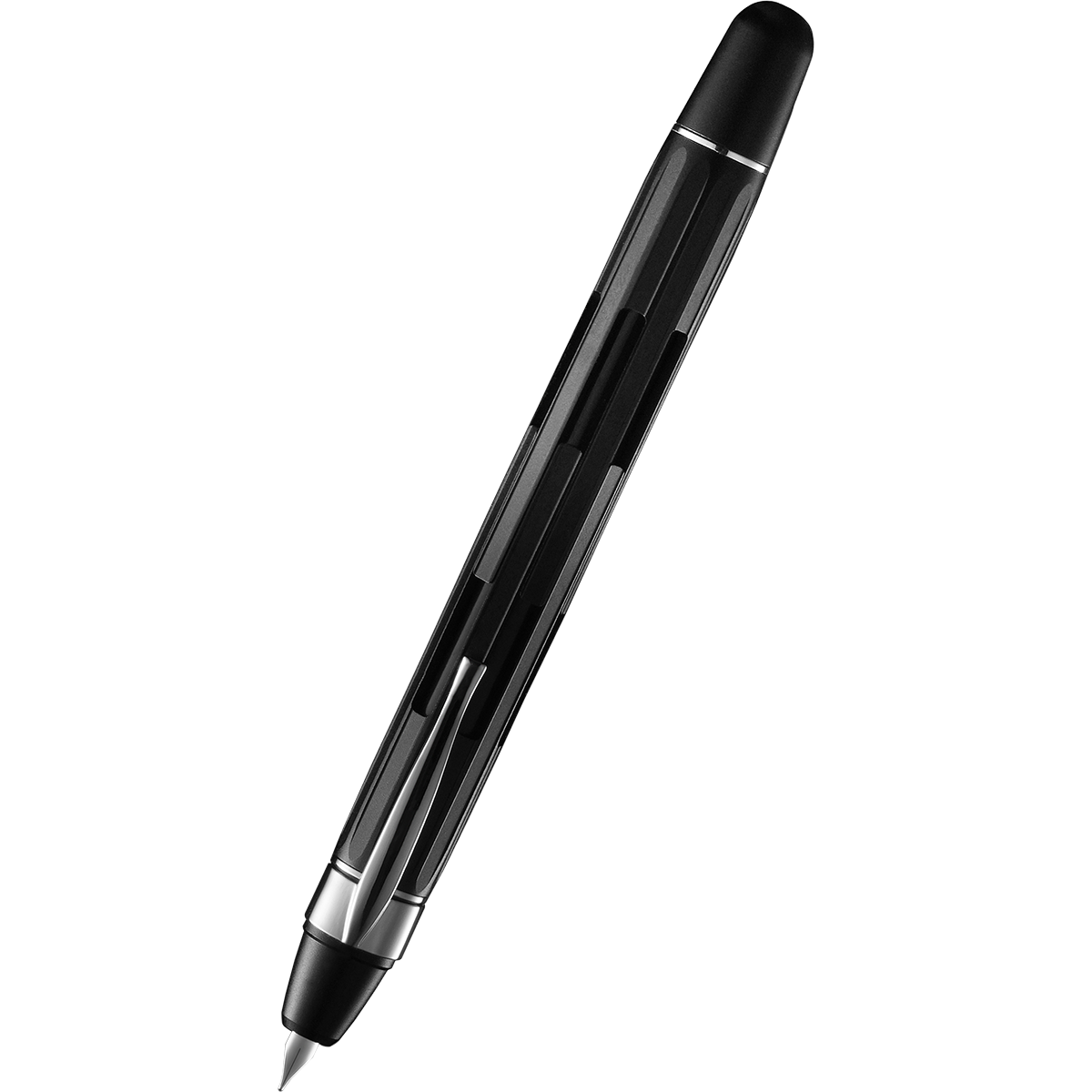 Nahvalur Eclipse Fountain Pen - Black - Silver Trim-Pen Boutique Ltd