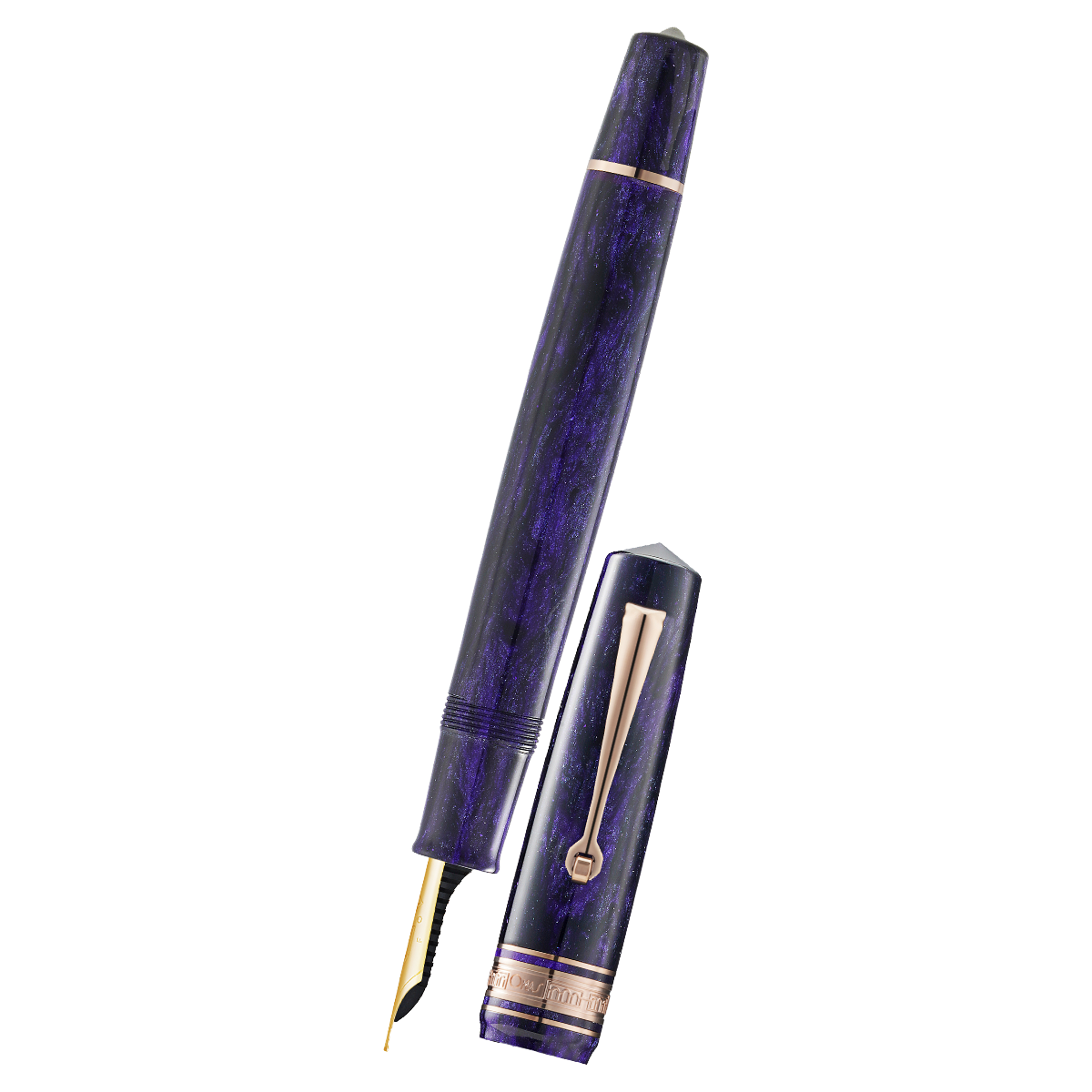 Omas Bologna Fountain Pen - Ametista Profondo - Rose Gold Trim - 14K Nib-Pen Boutique Ltd