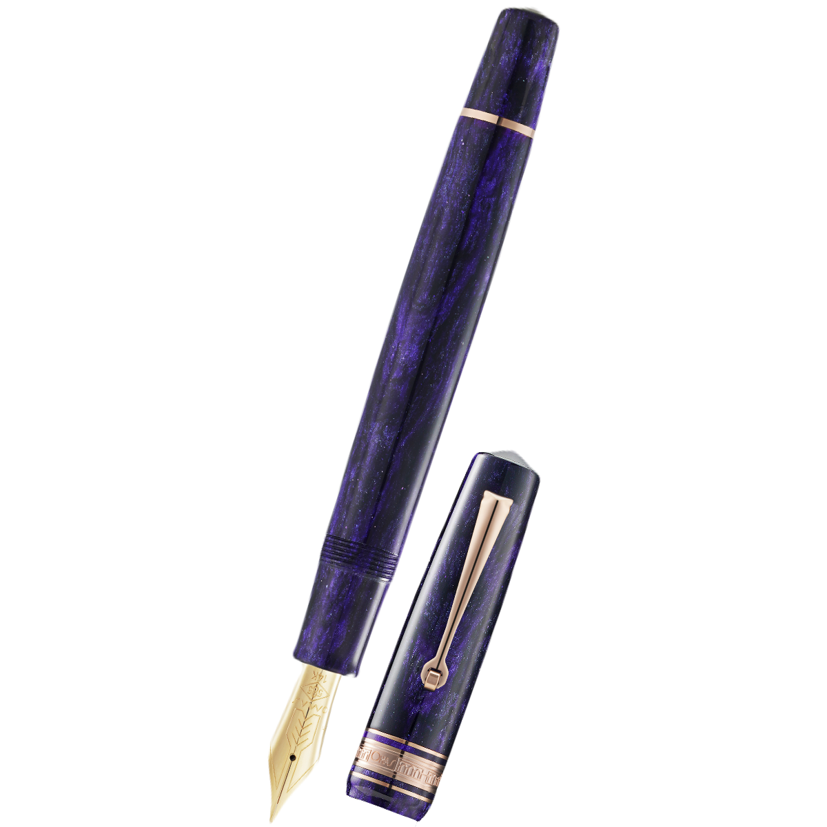 Omas Bologna Fountain Pen - Ametista Profondo - Rose Gold Trim - 14K Nib-Pen Boutique Ltd