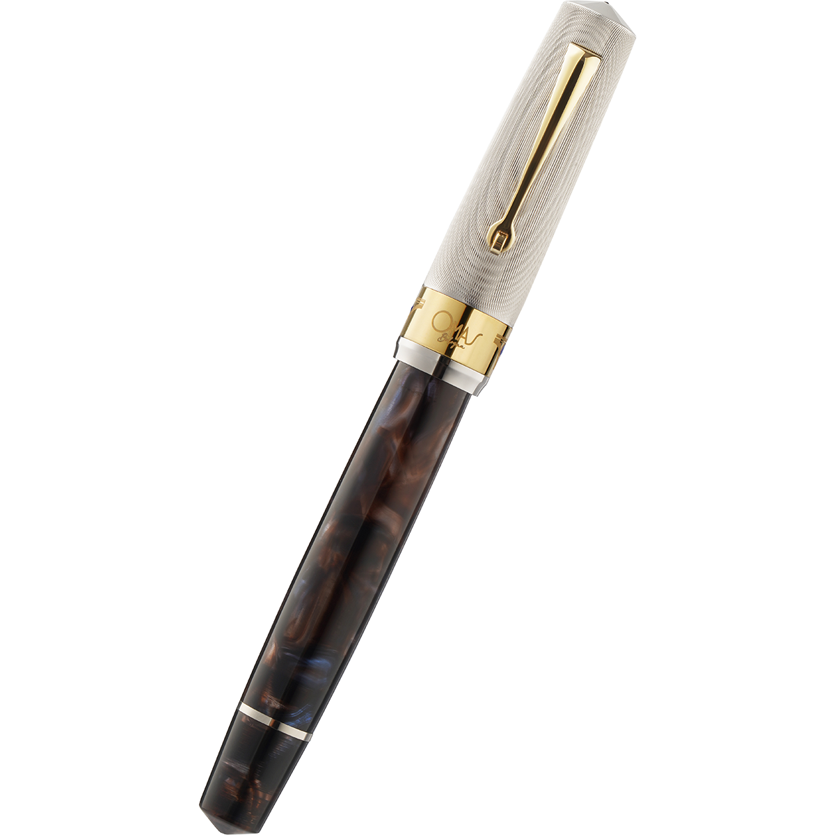 Omas Bologna Fountain Pen - Galassia Argento - Gold Trim (Limited Edition)-Pen Boutique Ltd