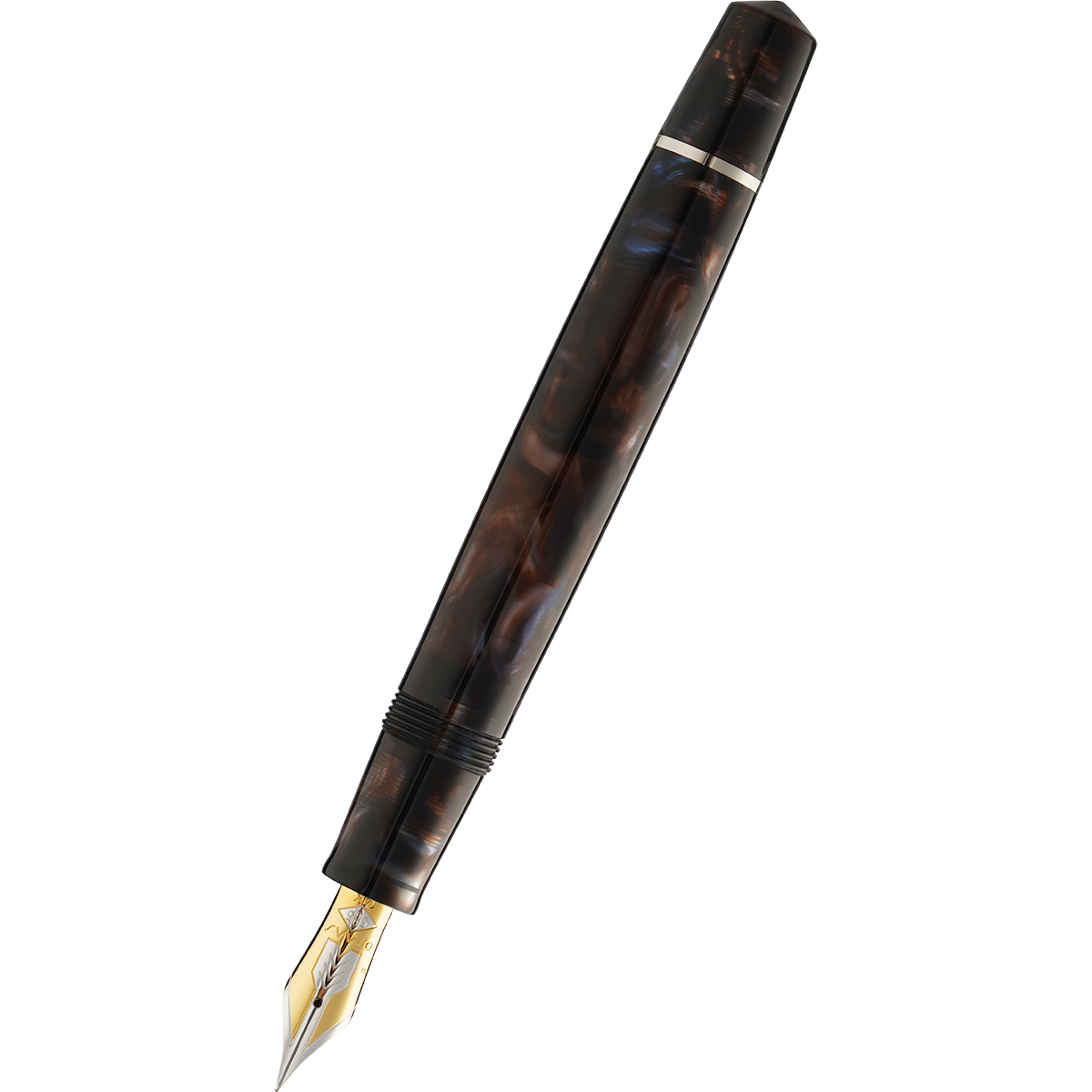 Omas Bologna Fountain Pen - Galassia Argento - Gold Trim (Limited Edition)-Pen Boutique Ltd