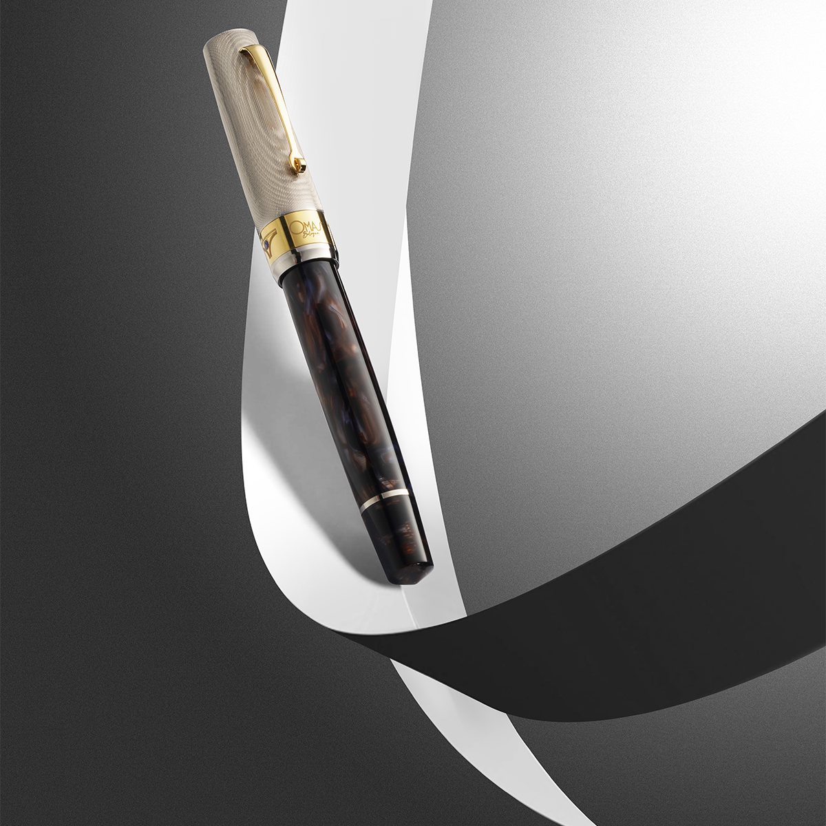Omas Bologna Fountain Pen - Galassia Argento - Gold Trim (Limited Edition)-Pen Boutique Ltd