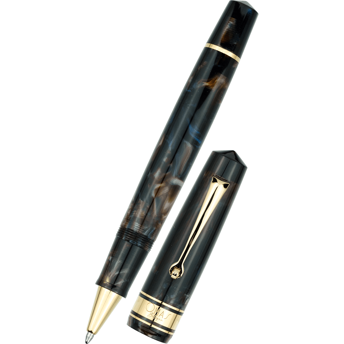 Omas Bologna Rollerball Pen - Galassia - Gold Trim - Pen Boutique Ltd
