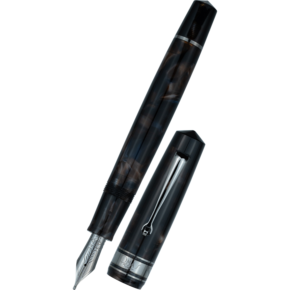 Omas Bologna Fountain Pen - Galassia - Black Trim-Pen Boutique Ltd