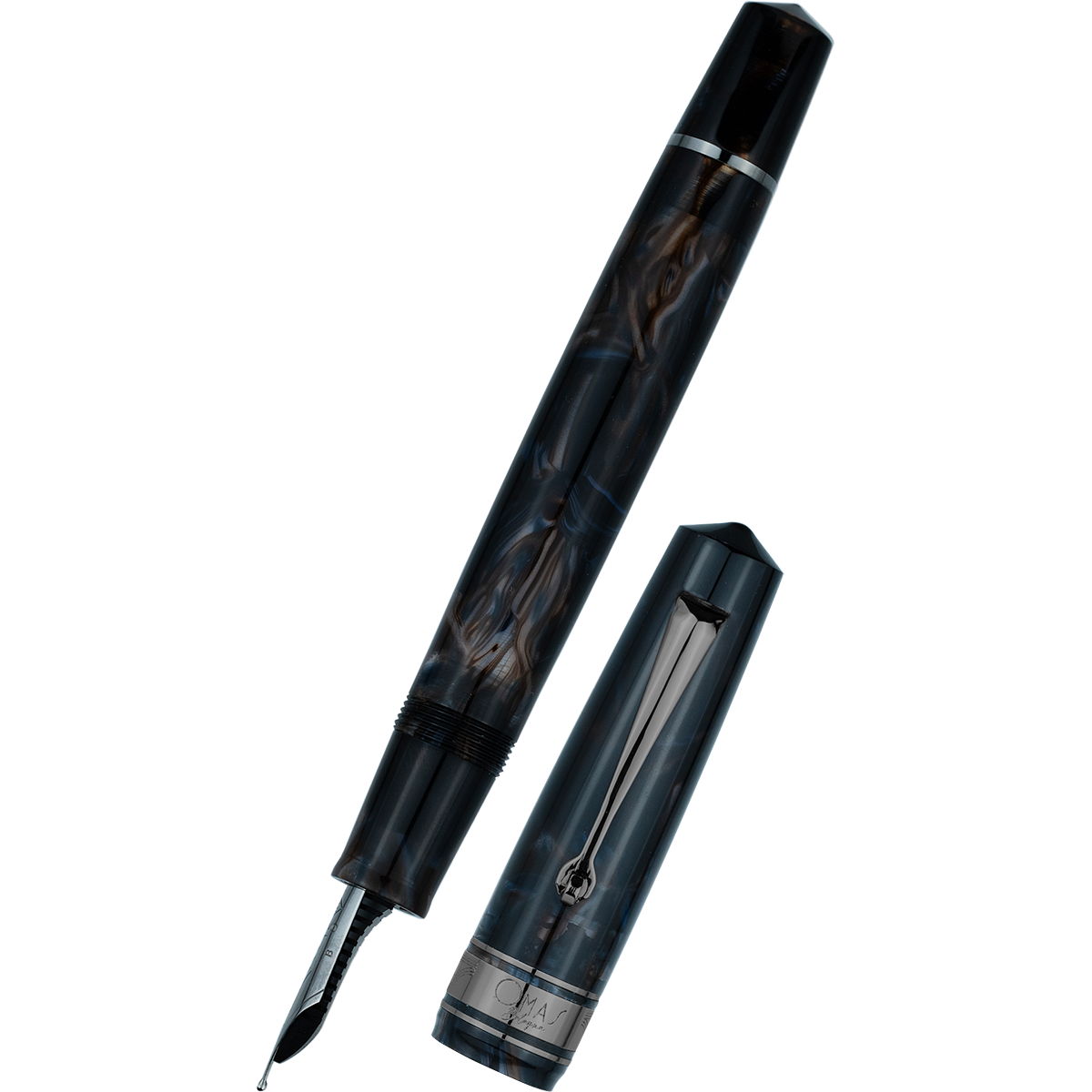Omas Bologna Fountain Pen - Galassia - Black Trim-Pen Boutique Ltd