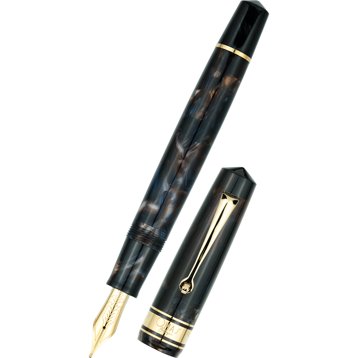 Omas Bologna Fountain Pen - Galassia - Gold Trim-Pen Boutique Ltd