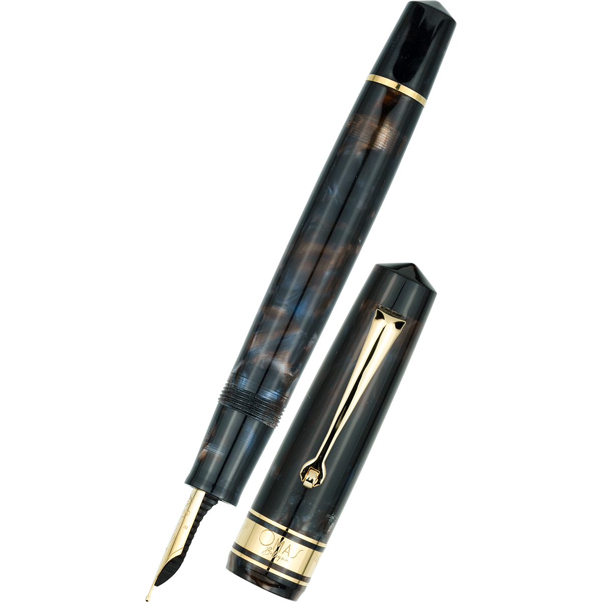 Omas Bologna Fountain Pen - Galassia - Gold Trim-Pen Boutique Ltd