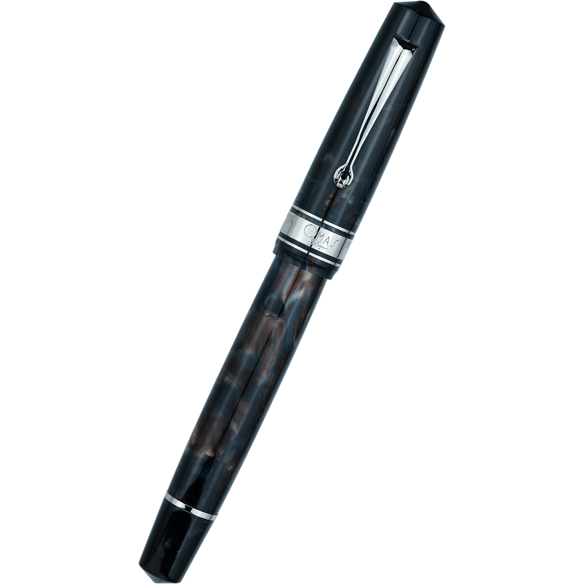 Omas Bologna Rollerball Pen - Galassia - Silver Trim - Pen Boutique Ltd