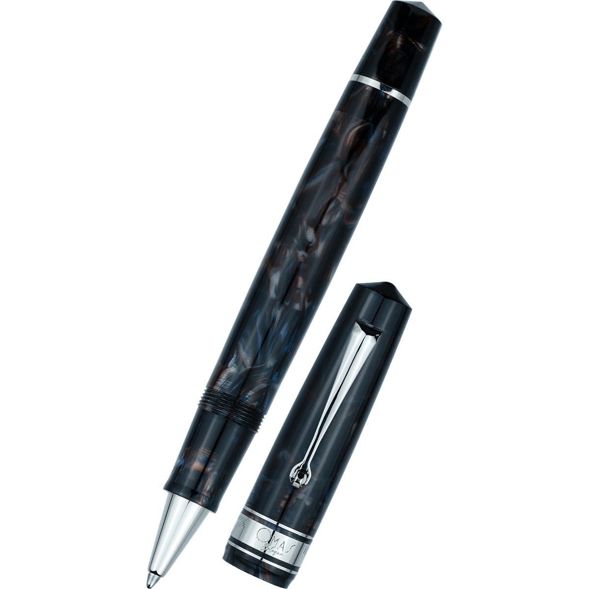 Omas Bologna Rollerball Pen - Galassia - Silver Trim - Pen Boutique Ltd