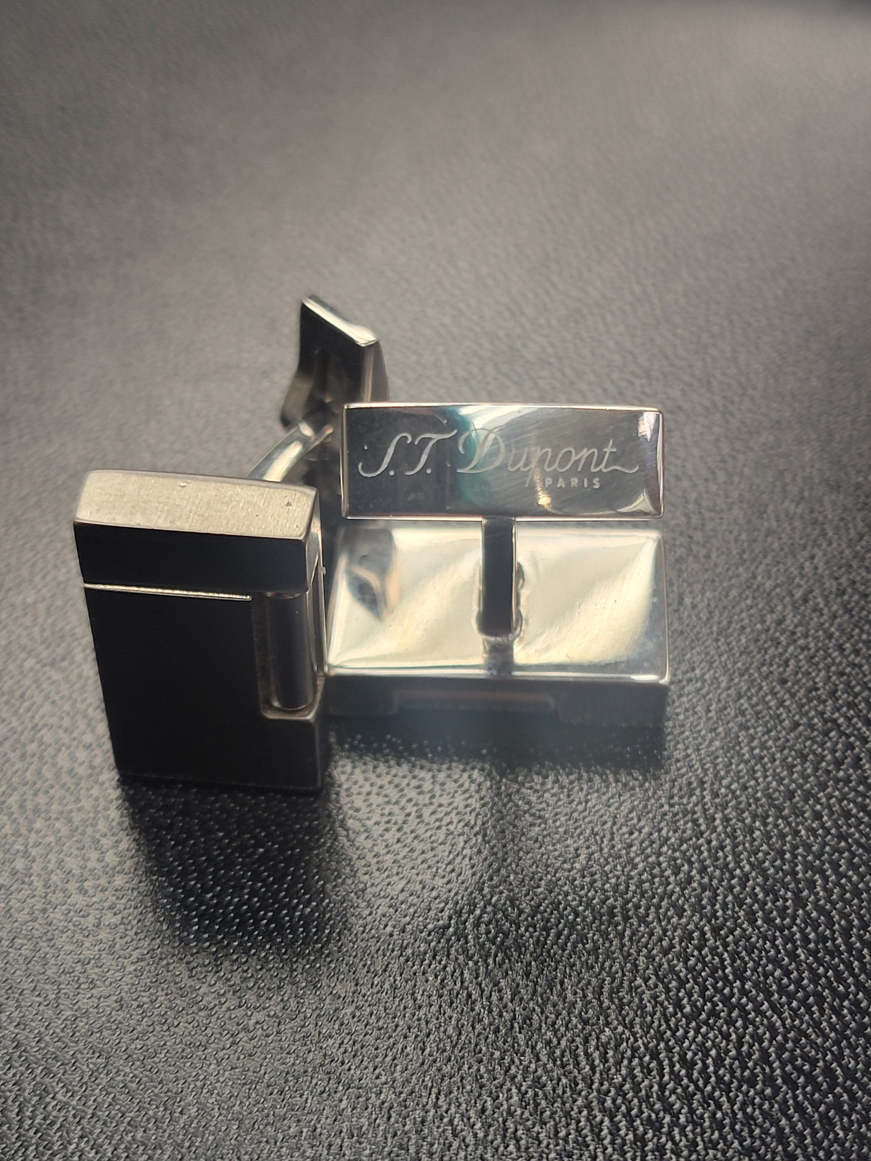 (Outlet) S.T. Dupont Lighter Cufflinks - Palladium-Pen Boutique Ltd