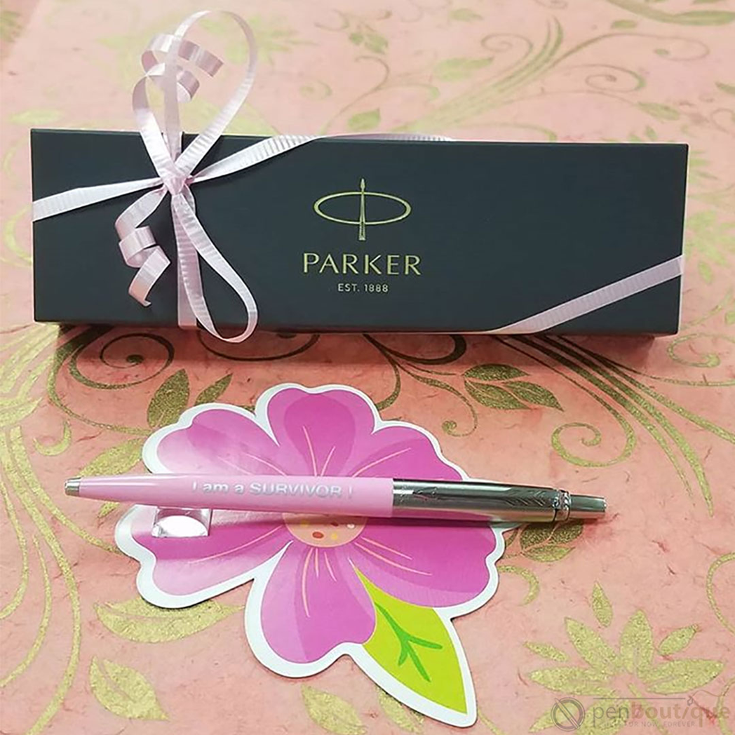 Parker Jotter Ballpoint Pen - Pink (I AM A SURVIVOR)-Pen Boutique Ltd