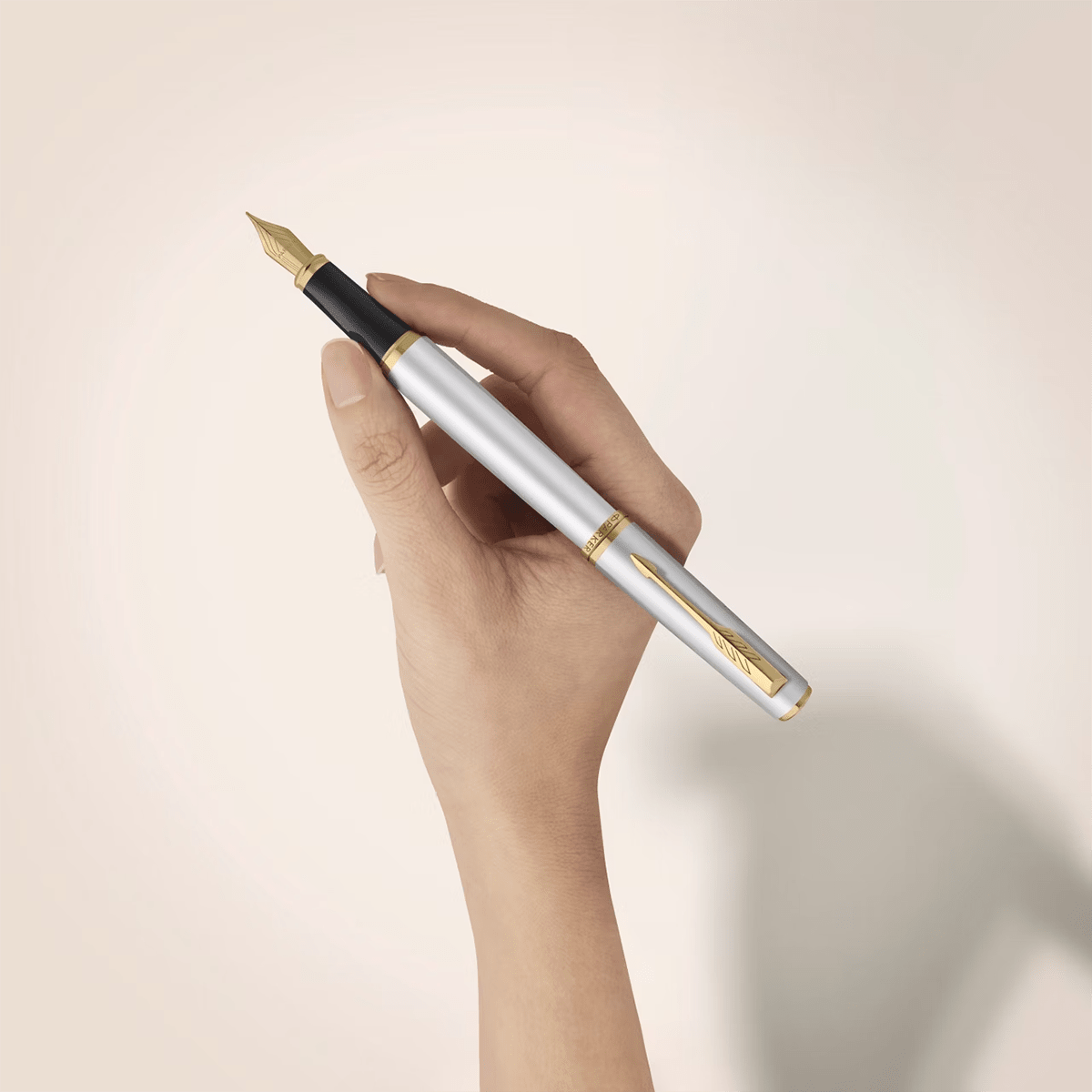 Parker Meridian Fountain Pen - Chrome - Gold Trim - Pen Boutique Ltd