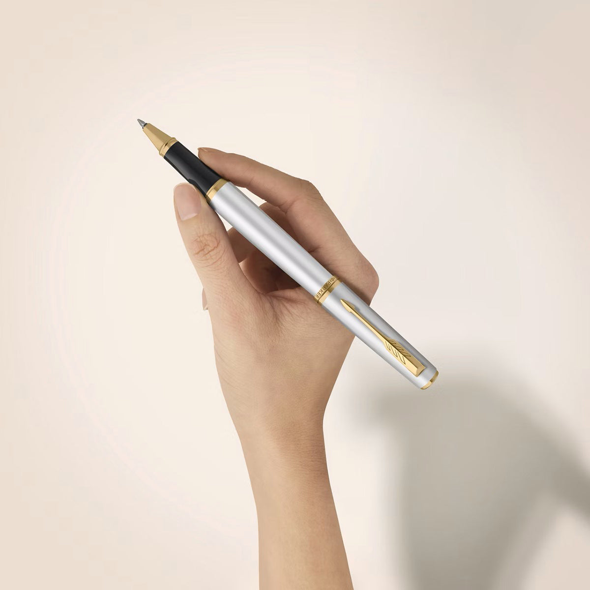 Parker Meridian Rollerbal Pen - Chrome - Gold Trim-Pen Boutique Ltd