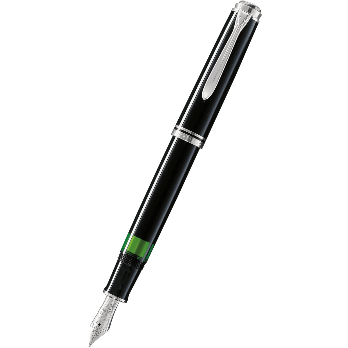 Pelikan Souveran Fountain Pen - M405 Black - Silver Trim - Pen Boutique Ltd