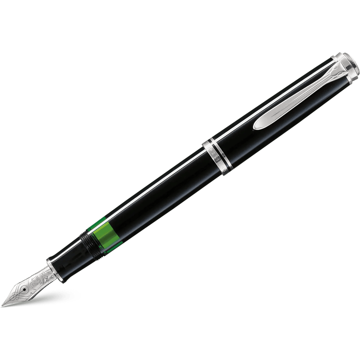 Pelikan Souveran Fountain Pen - M405 Black - Silver Trim - Pen Boutique Ltd