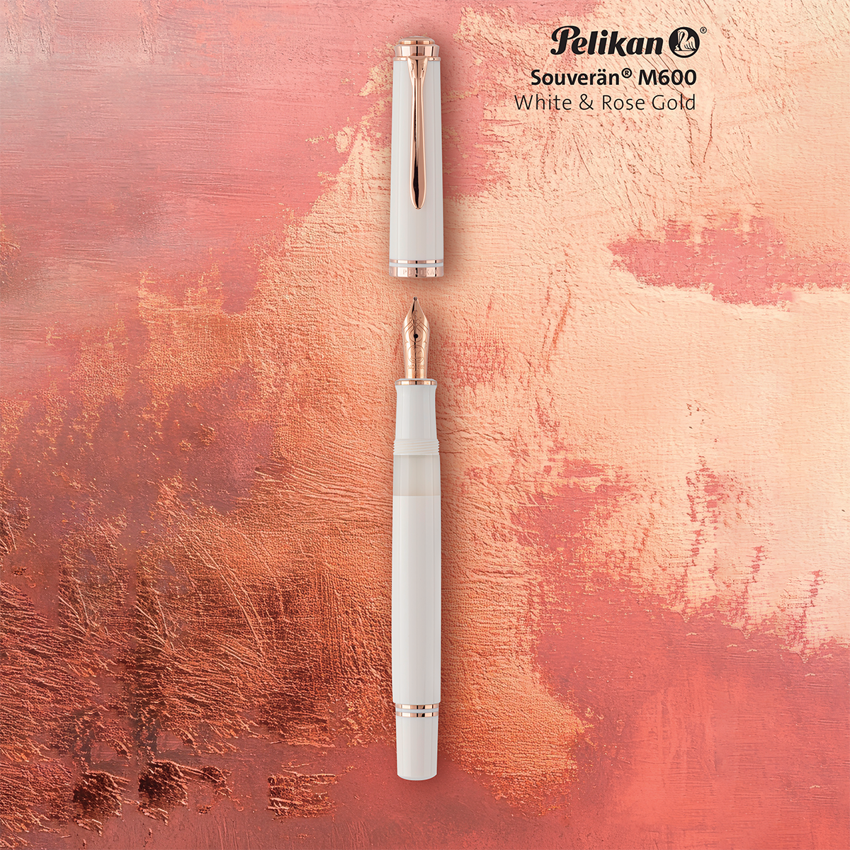 Pelikan Souveran Fountain Pen - M600 White - Rose Gold Trim (Special Edition)-Pen Boutique Ltd