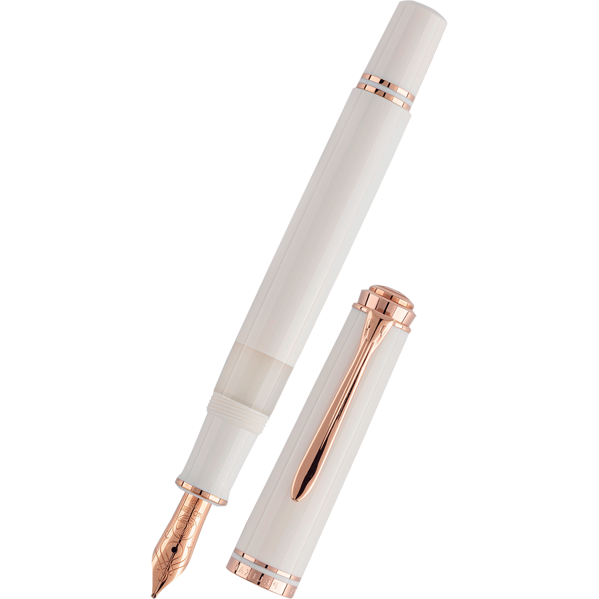 Pelikan Souveran Fountain Pen - M600 White - Rose Gold Trim (Special Edition)-Pen Boutique Ltd