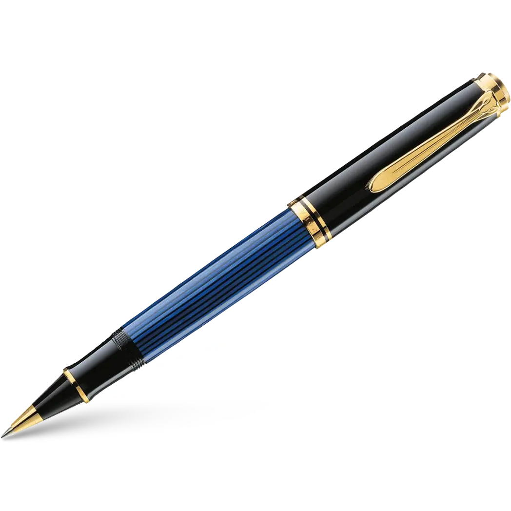 Pelikan Souveran Rollerball Pen - R400 Black & Blue Stripe-Pen Boutique Ltd