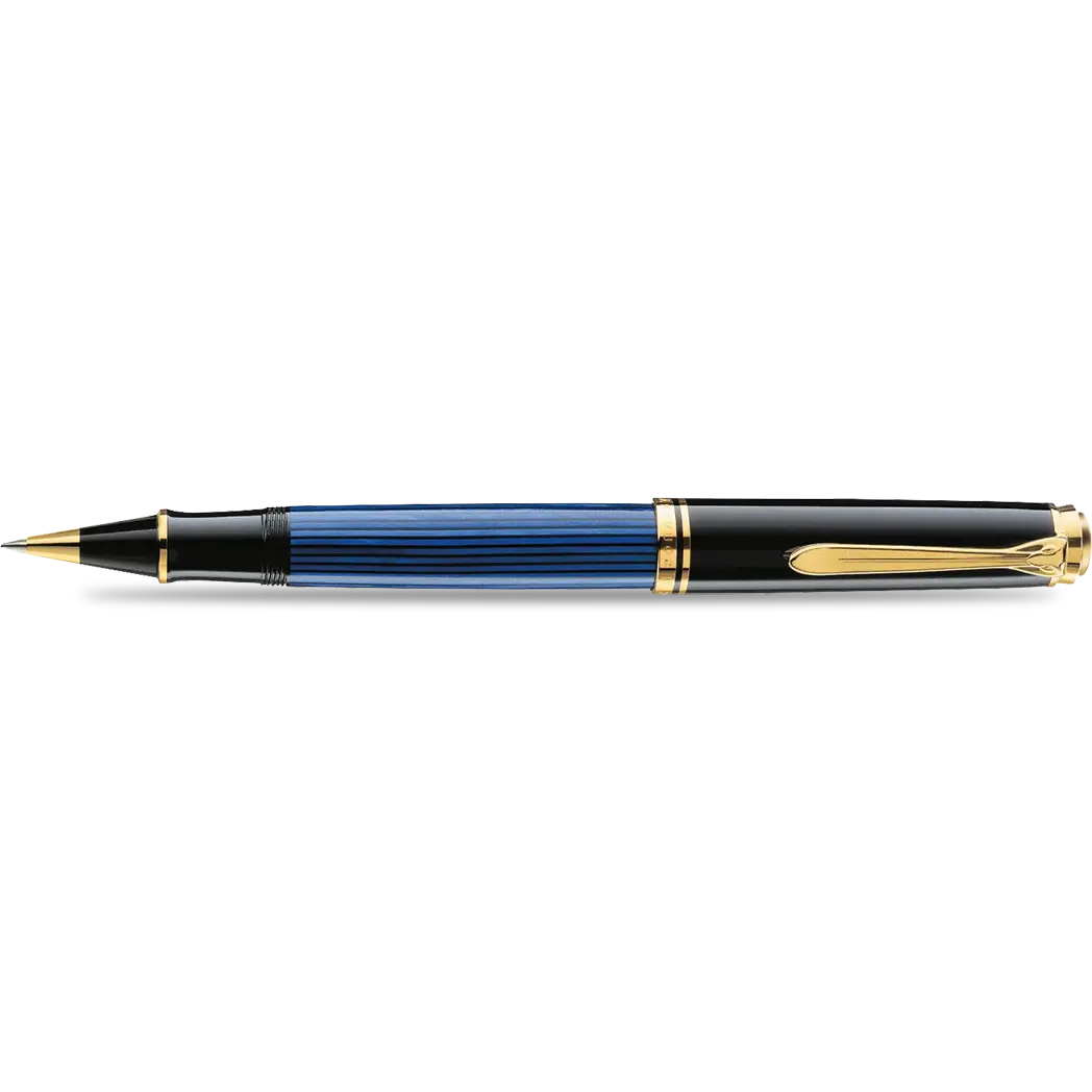 Pelikan Souveran Rollerball Pen - R400 Black & Blue Stripe-Pen Boutique Ltd