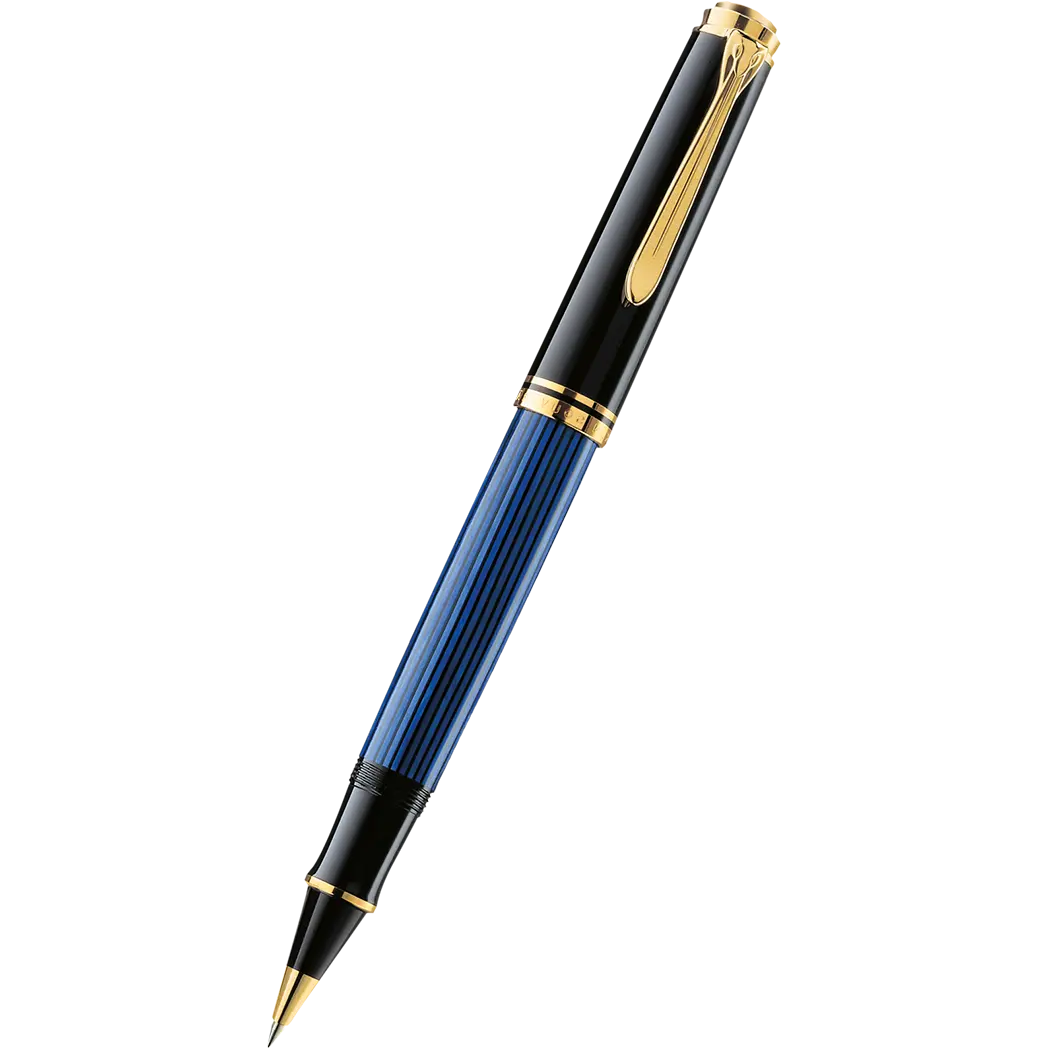 Pelikan Souveran Rollerball Pen - R800 Black & Blue Stripe-Pen Boutique Ltd