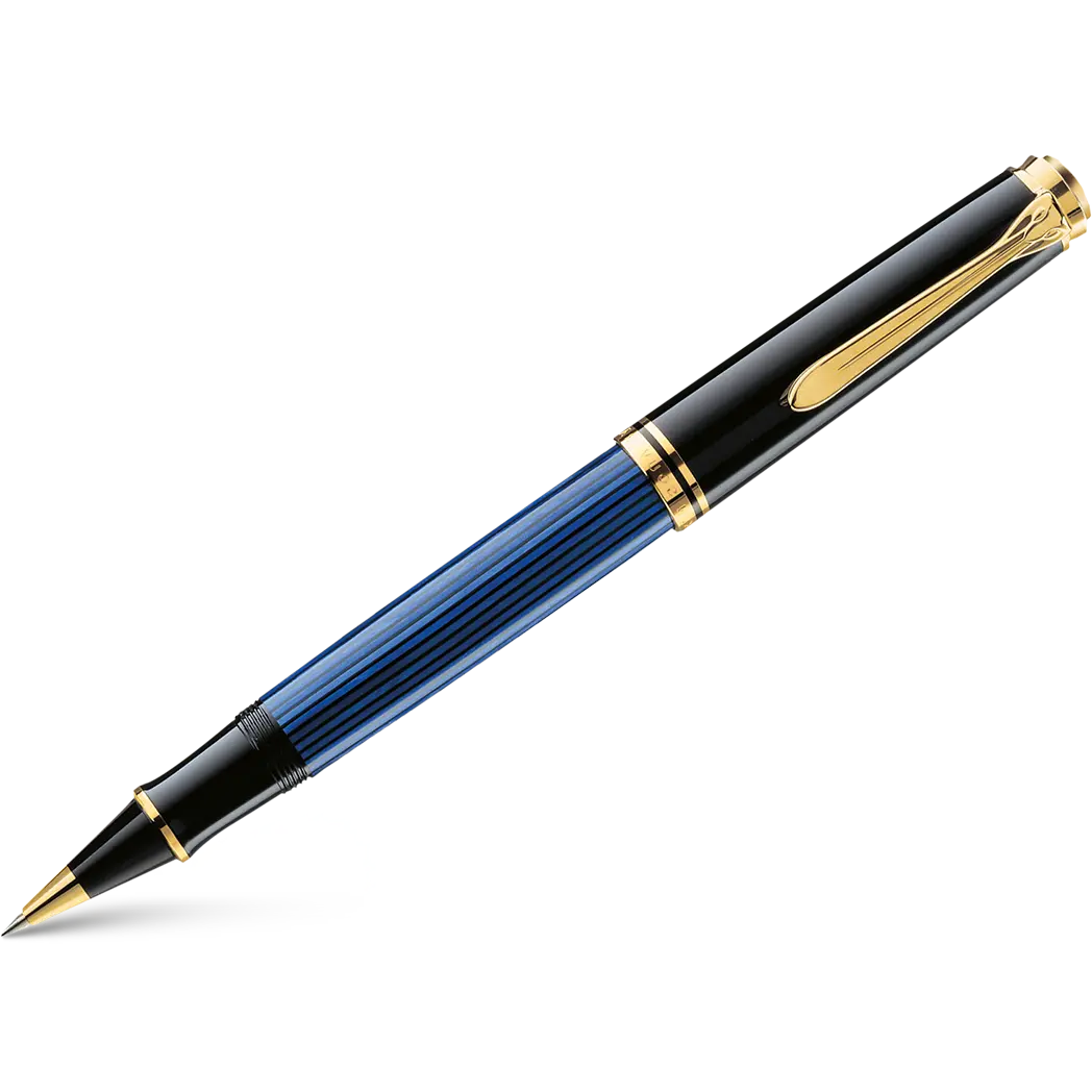 Pelikan Souveran Rollerball Pen - R800 Black & Blue Stripe-Pen Boutique Ltd