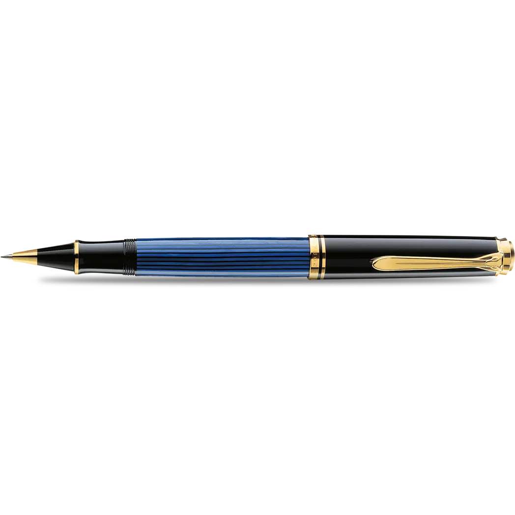 Pelikan Souveran Rollerball Pen - R800 Black & Blue Stripe-Pen Boutique Ltd