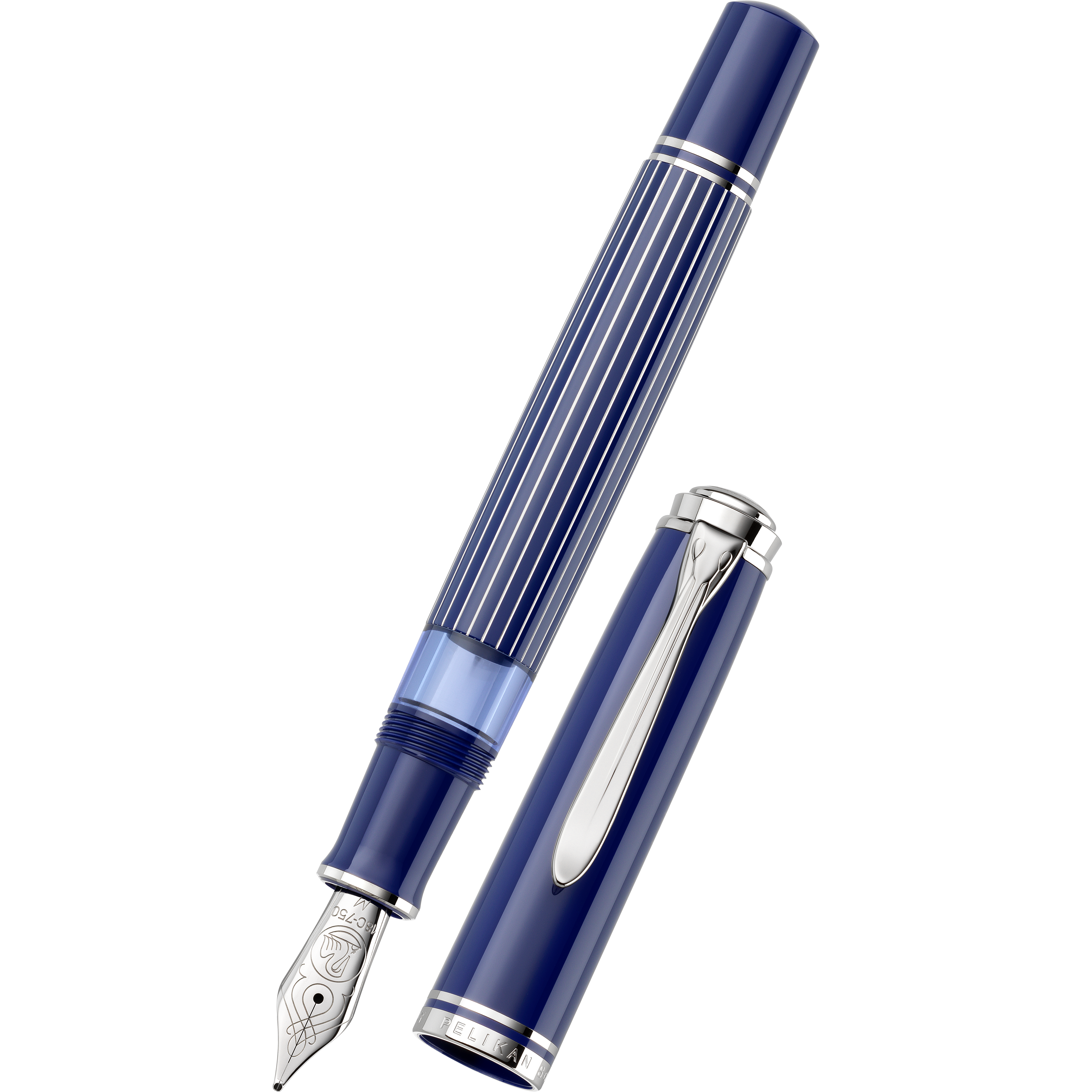 Pelikan Souveran Fountain Pen - M815 Metal Striped Blue (Special Edition)-Pen Boutique Ltd
