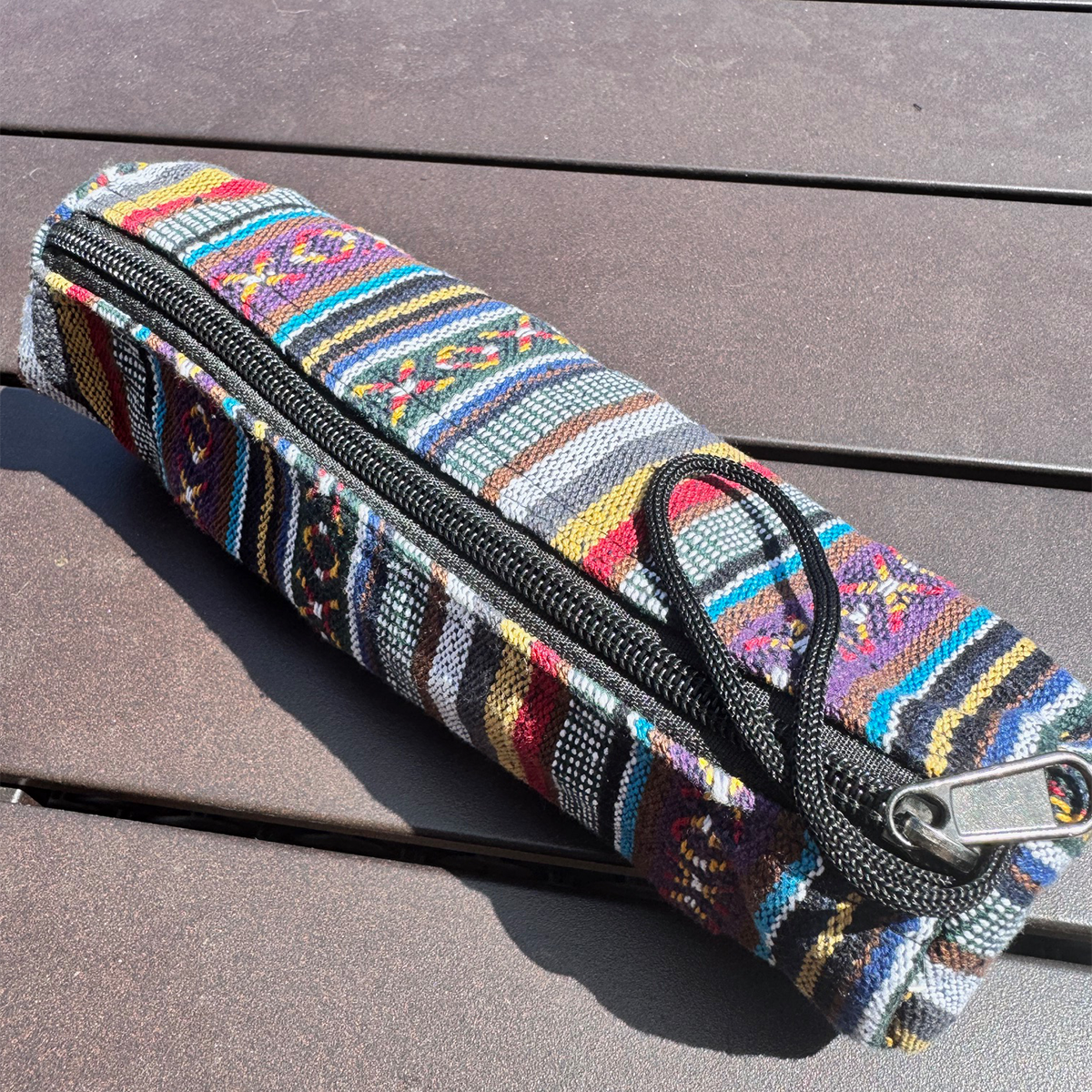 Pen Boutique Pencil Bag - Multicolor Stripe Print (Zipper Closure)-Pen Boutique Ltd