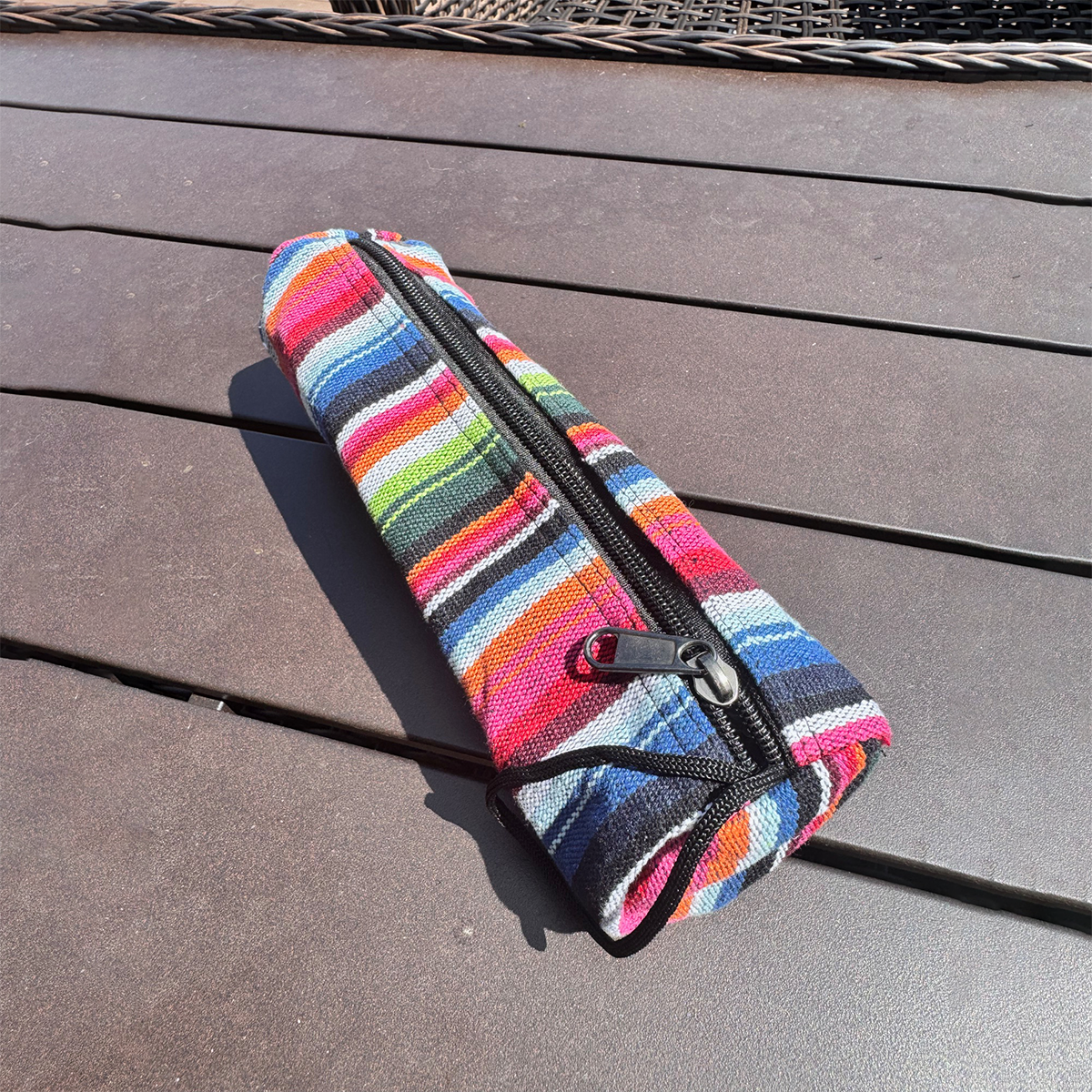 Pen Boutique Pencil Bag - Rainbow Stripe Print (Zipper Closure)-Pen Boutique Ltd