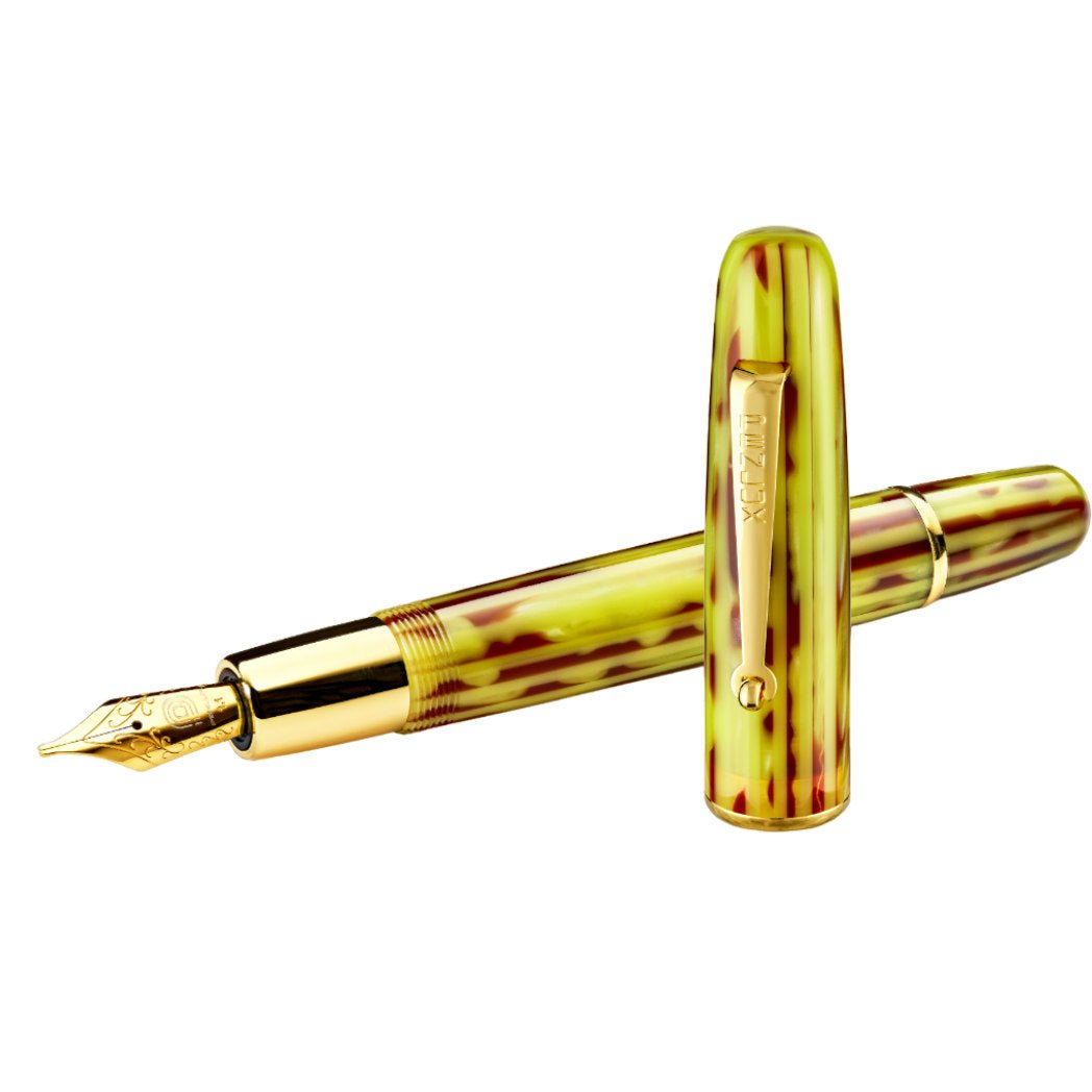 Penlux Elite Emperor Fountain Pen - Yellow/Brown - Gold Trim - Gold Nib - Pen Boutique Ltd