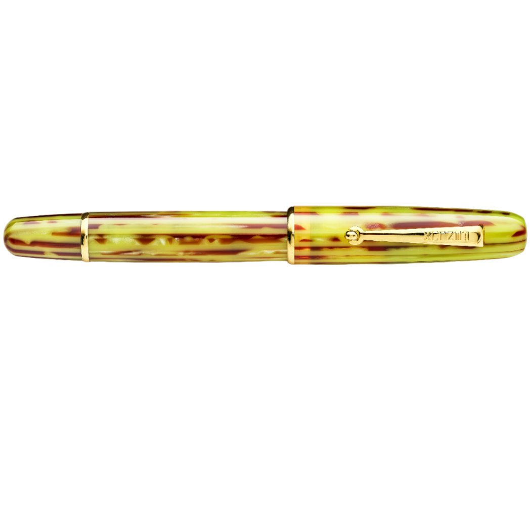 Penlux Elite Emperor Fountain Pen - Yellow/Brown - Gold Trim - Gold Nib - Pen Boutique Ltd