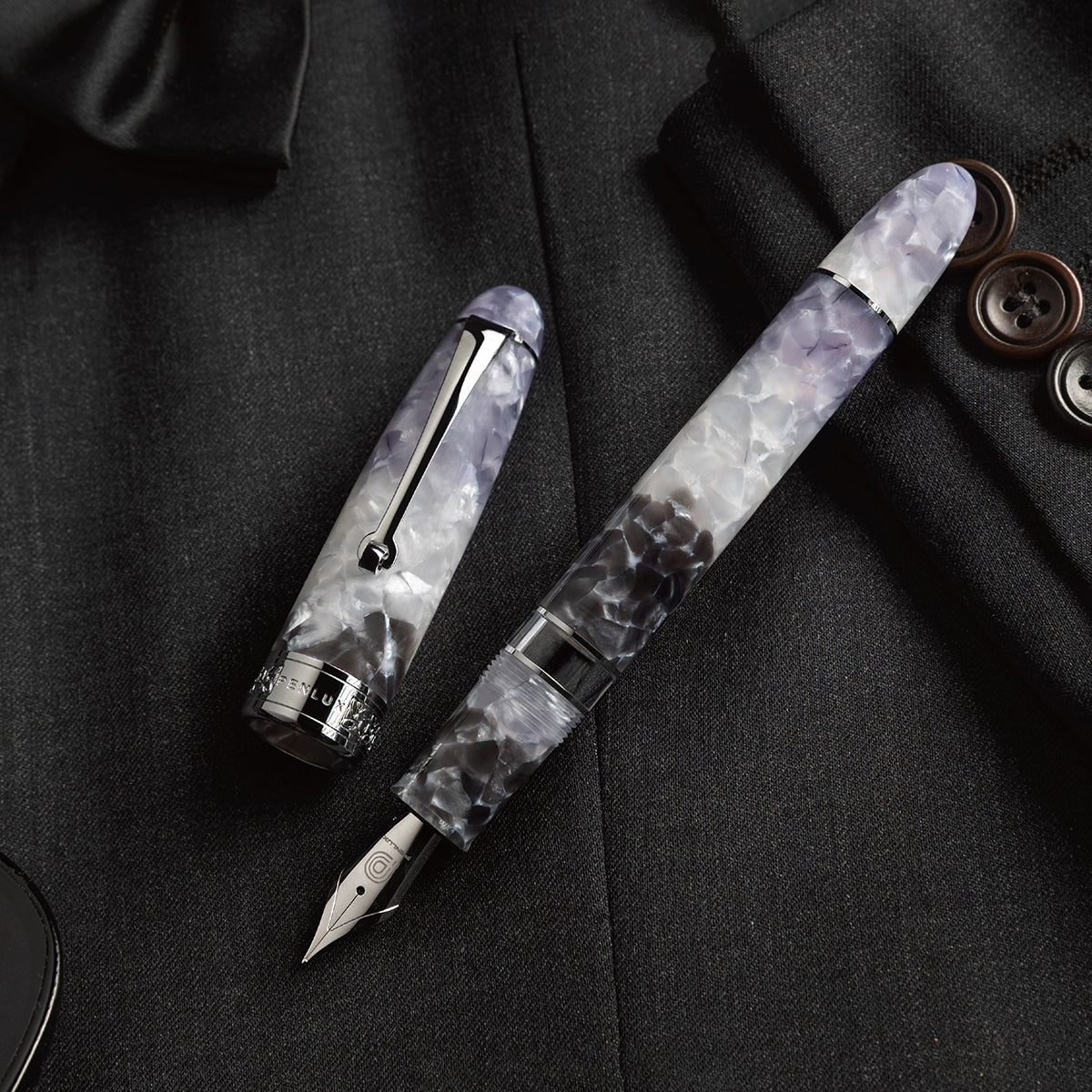 Penlux Masterpiece Grande Fountain Pen - Reserva Black Tie-Pen Boutique Ltd