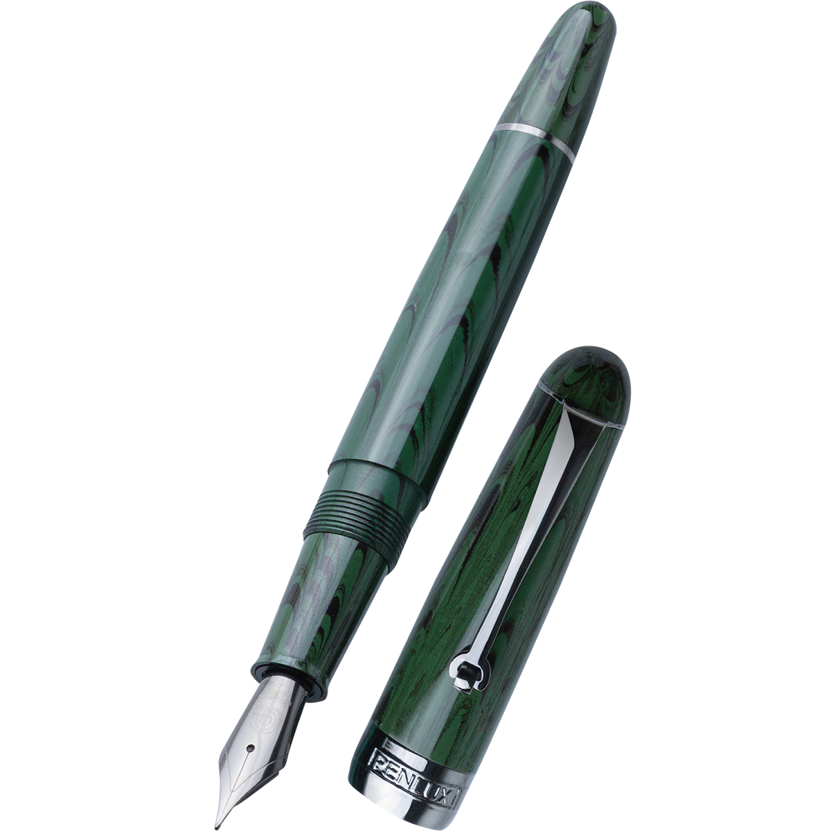 Penlux Masterpiece Delgado Fountain Pen - Ebonite Vintage Green Ripple-Pen Boutique Ltd