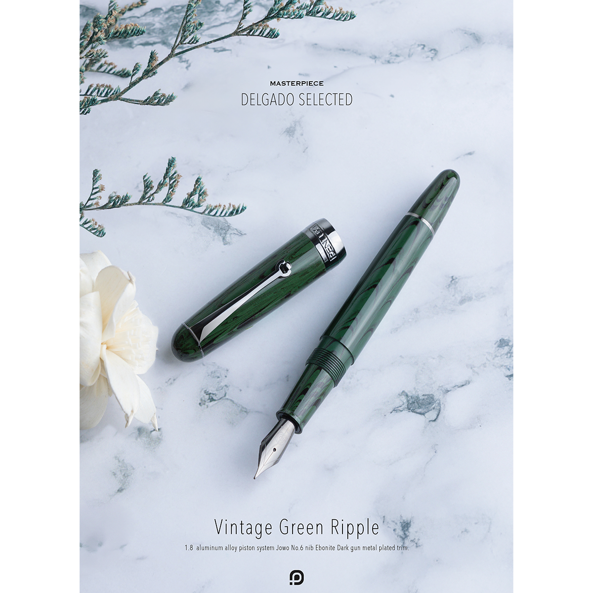 Penlux Masterpiece Delgado Fountain Pen - Ebonite Vintage Green Ripple-Pen Boutique Ltd