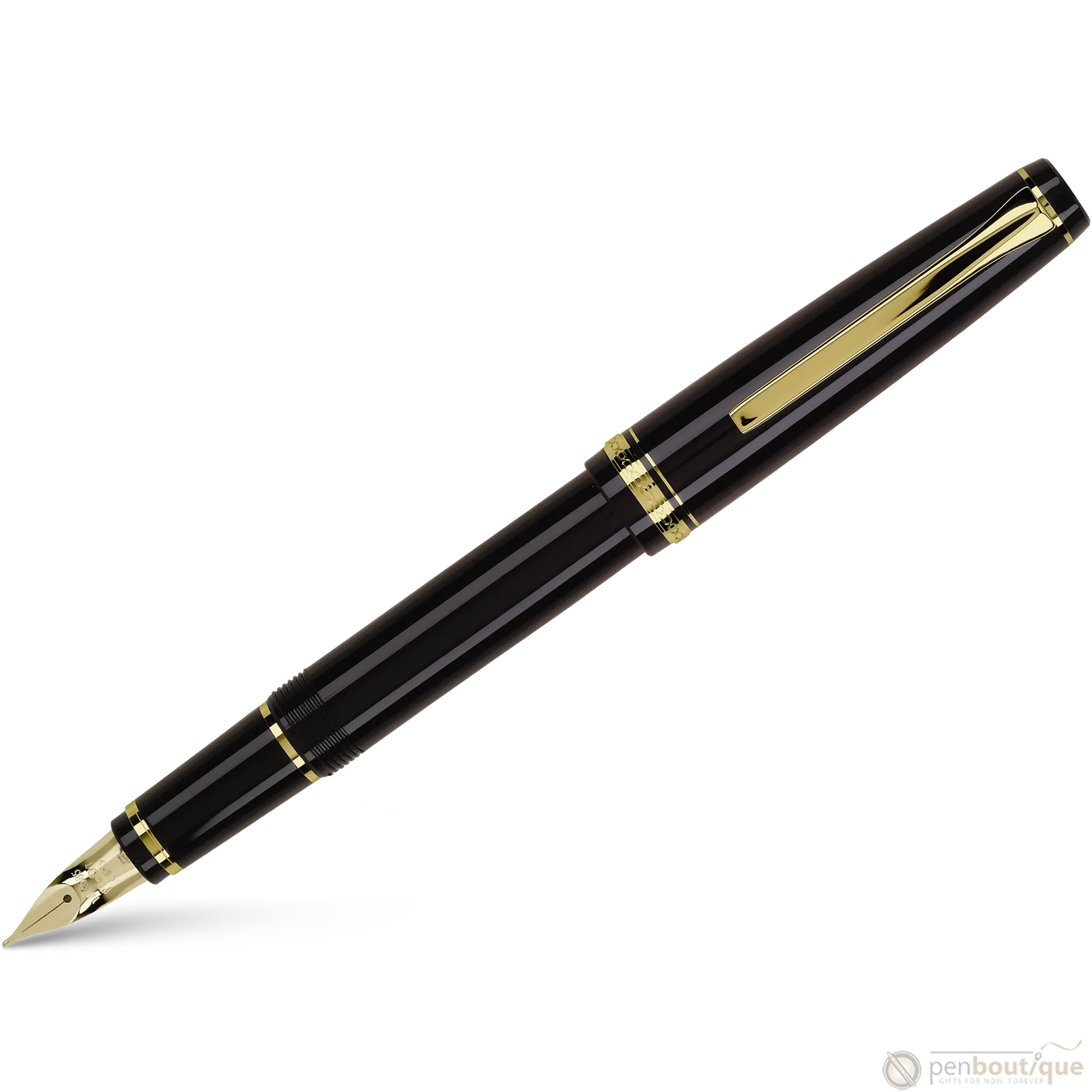 Pilot Falcon Fountain Pen - Black - Gold Trim-Pen Boutique Ltd