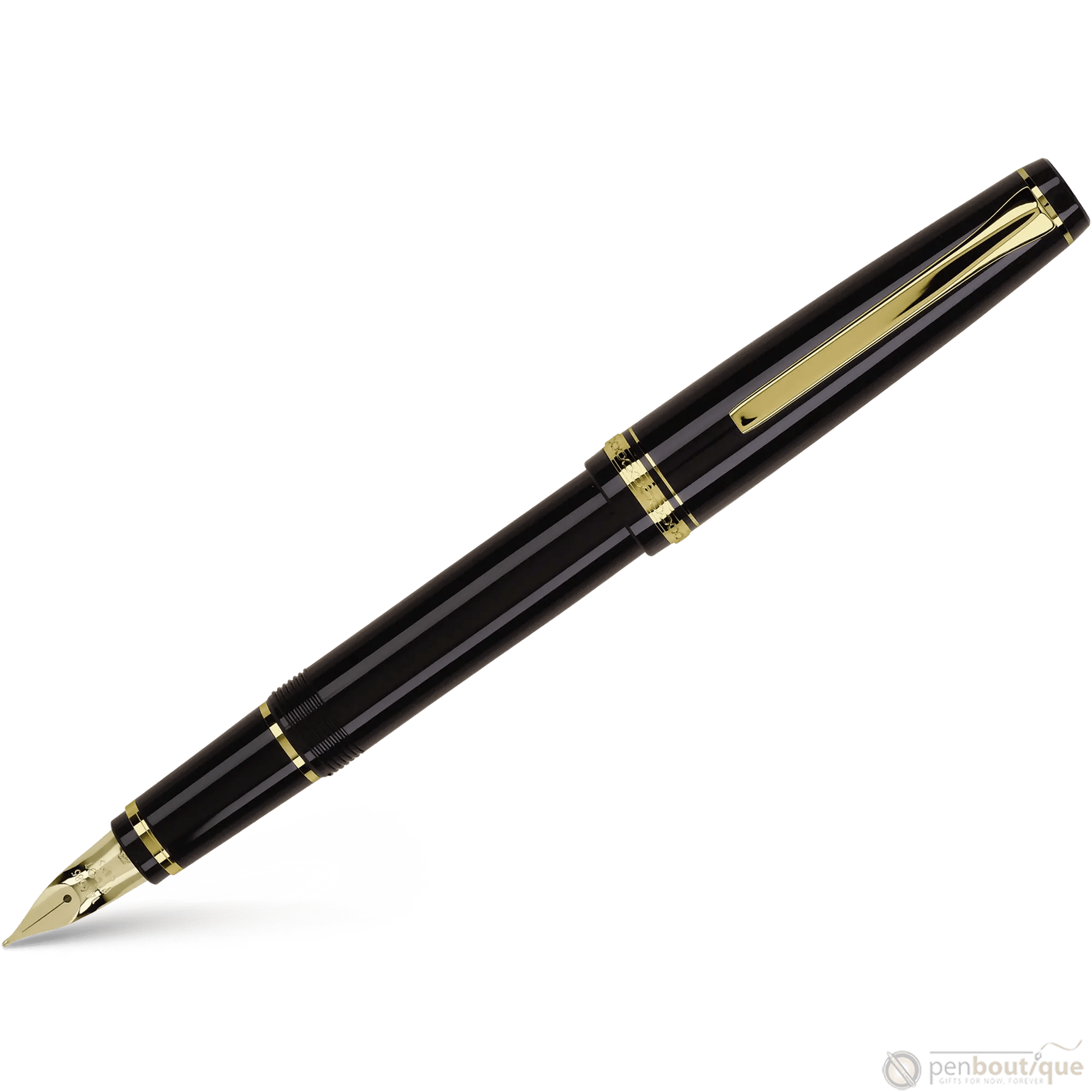 Pilot Falcon Fountain Pen - Black - Gold Trim - Pen Boutique Ltd