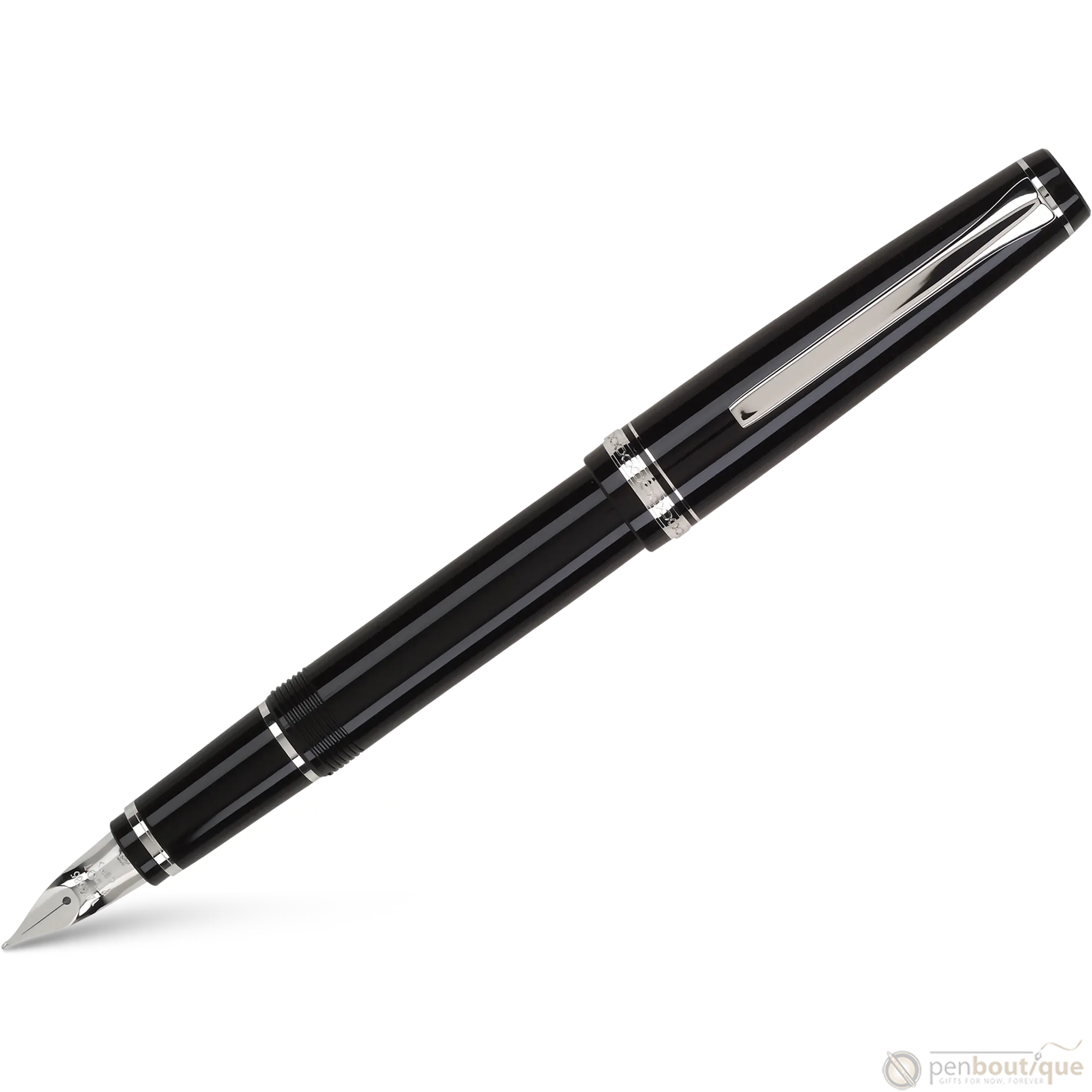 Pilot Falcon Fountain Pen - Black - Rhodium Trim-Pen Boutique Ltd