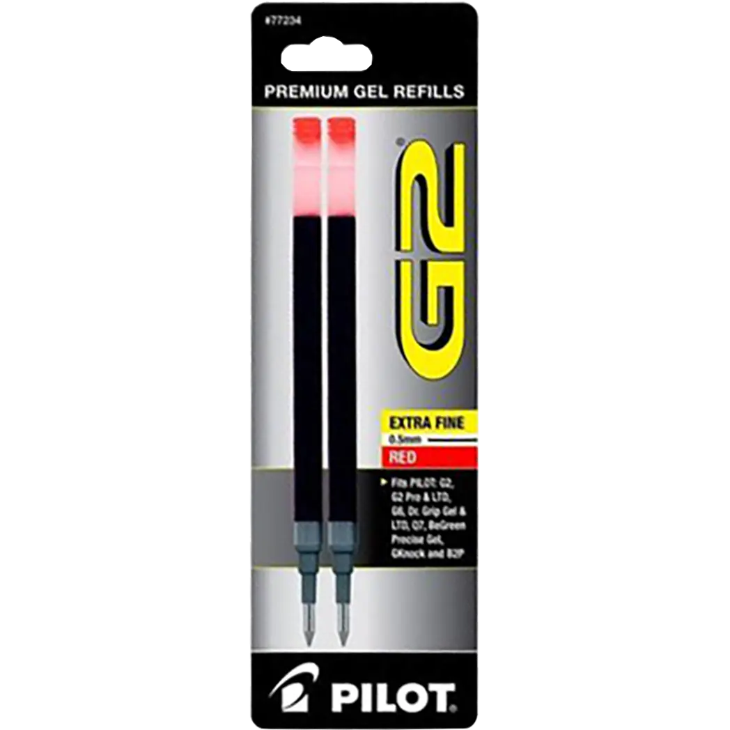 Pilot G2 0.5mm 2 pack Red Refill-Pen Boutique Ltd